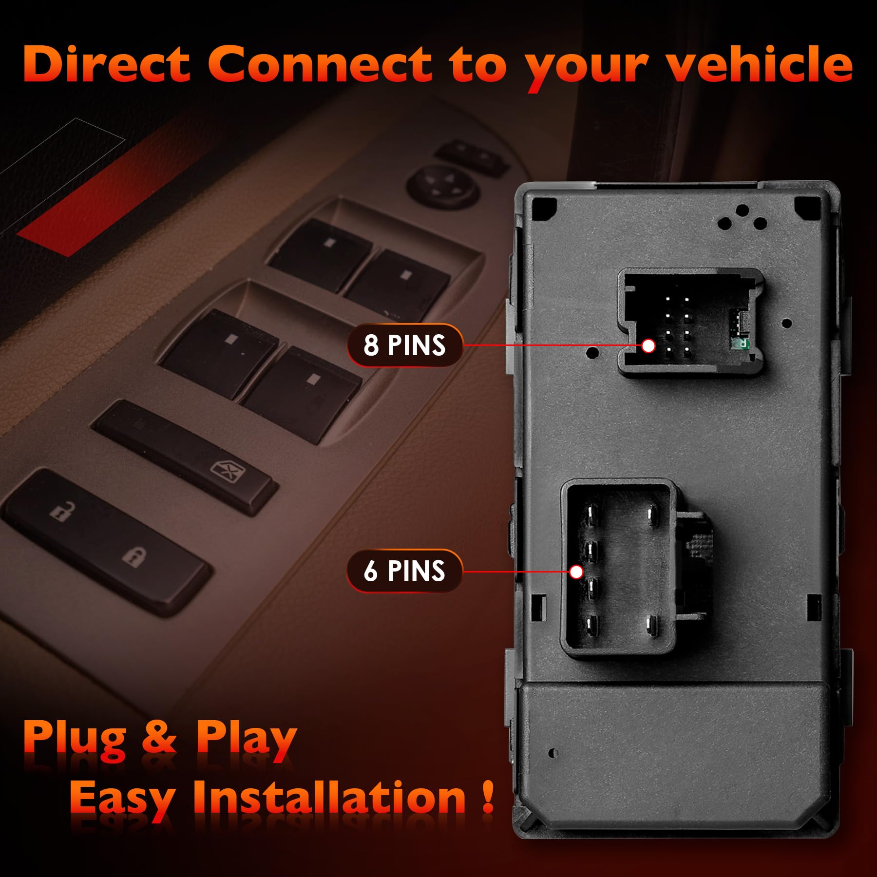 Power Window Switch Passenger Front Right, Rear Left or Right | Window Buttons | Fits GMC Acadia, Sierra, Chevy Silverado, Tahoe & More Year Model 2006-2015 | #22895545, 15888174