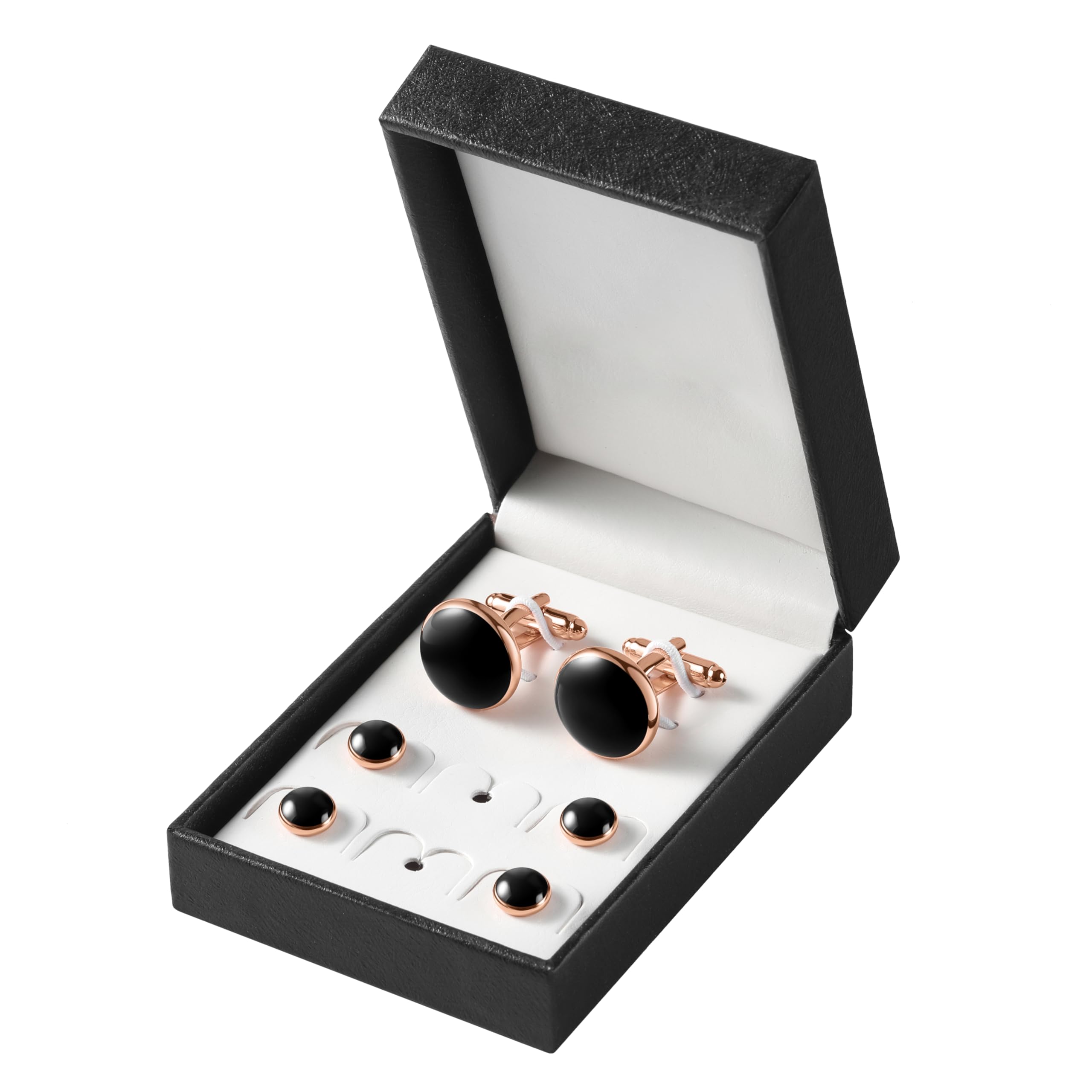 Men's Cufflinks & Tuxedo Studs Set - 316L Stainless Steel Formal Wedding Jewelry, Groomsmen Gift Set with Gift Box