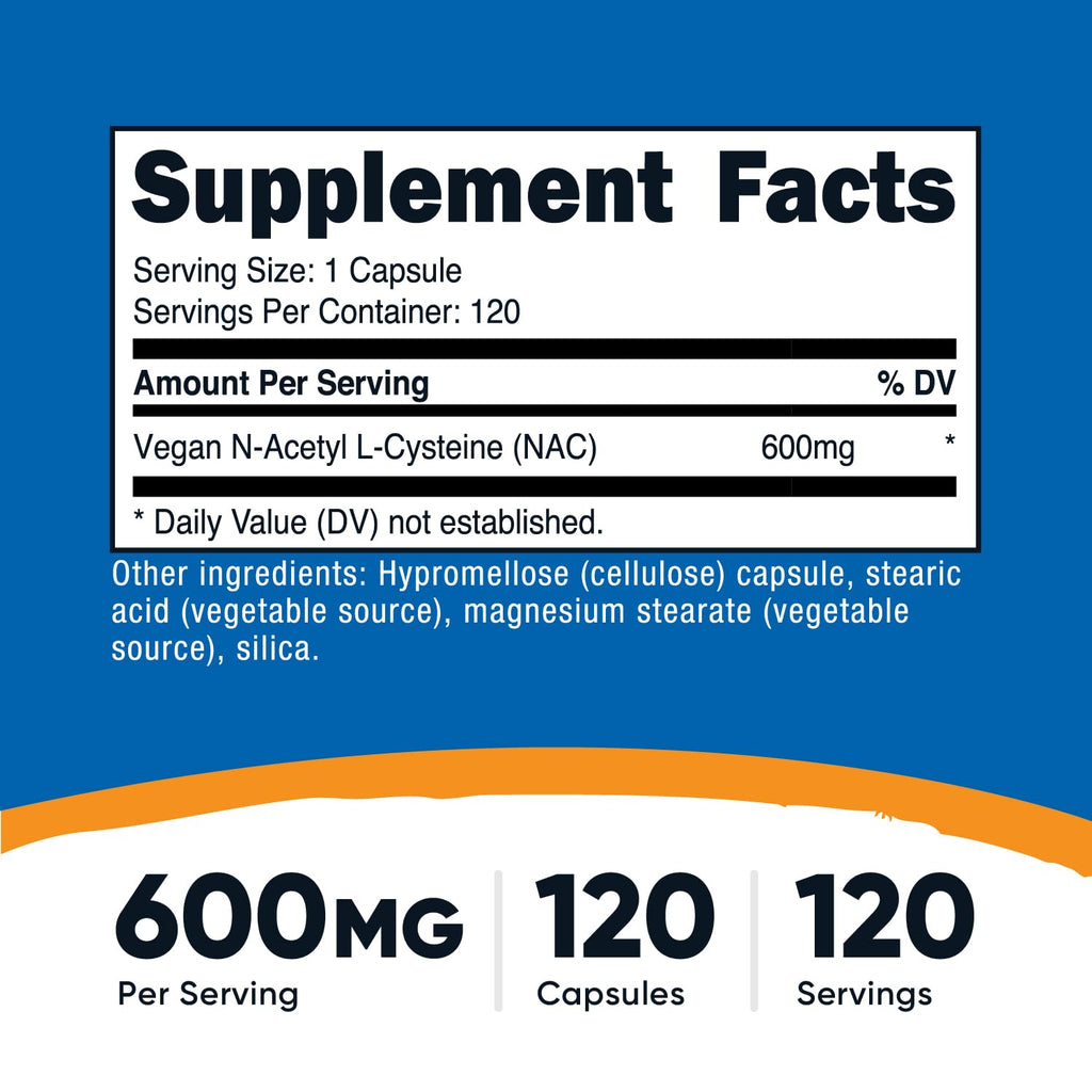 Nutricost N-Acetyl L-Cysteine (NAC) 600mg, 30 Vegan Capsules - GMO Free, Gluten Free, Vegetarian Caps