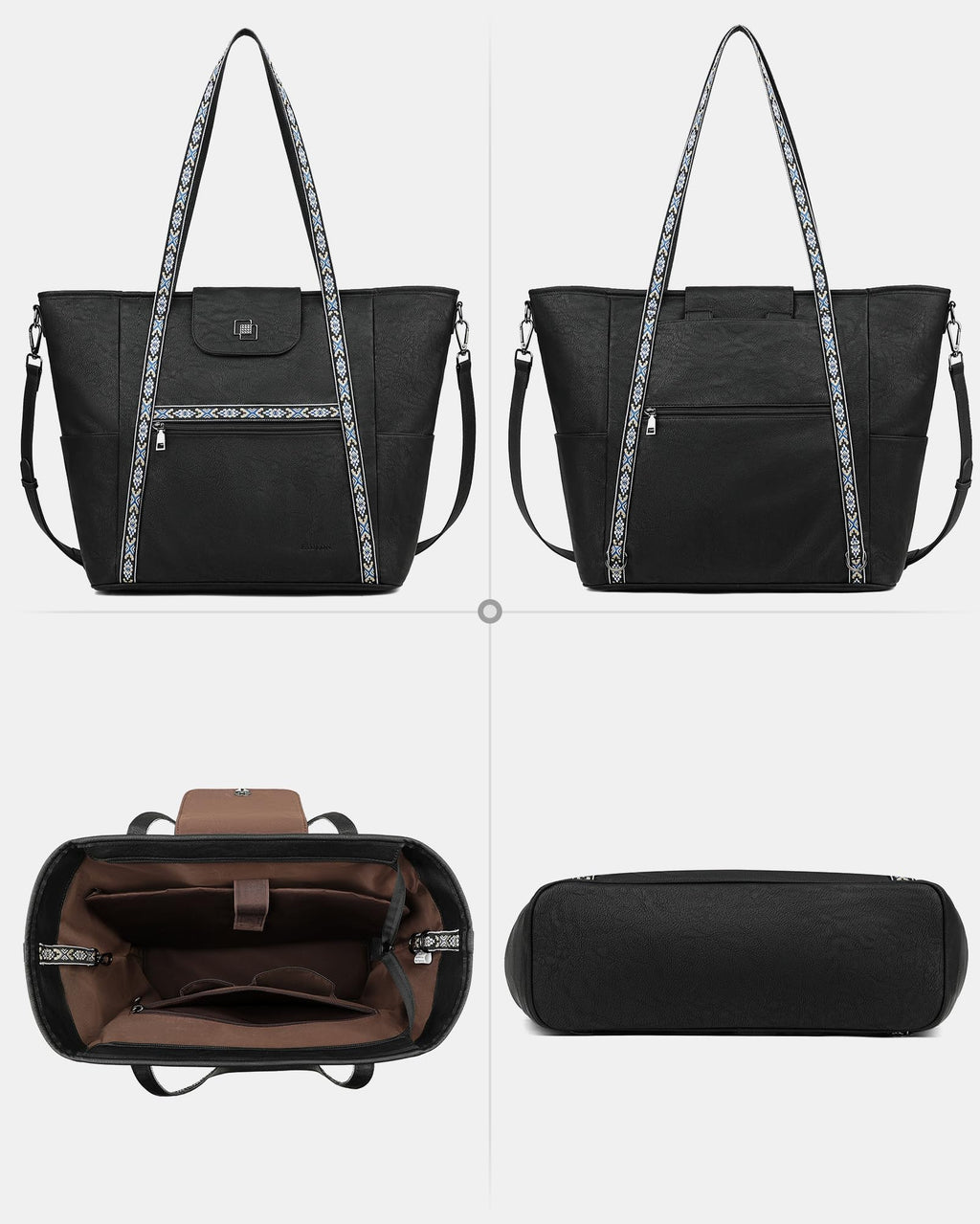 FADEON Large Laptop Tote Bag for Women Designer Leather Laptop Bag Fashion Travel Backpack Purse Shoulder Handbag