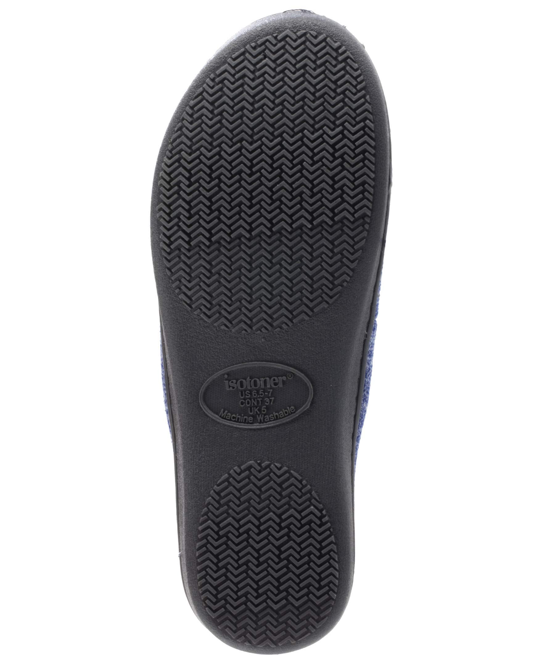Isotoner Women's Premium Knit Slide Slippers - Moisture-Wicking Lining, Rubber Indoor/Outdoor Sole - Machine Washable House Shoes
