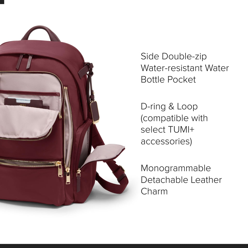 TUMI - Voyageur Celina Backpack - Women's Work and Travel Bag - 16.0" X 10.6" X 6.5" - Holds Up to 16" Laptop - Black & Gold Hardware