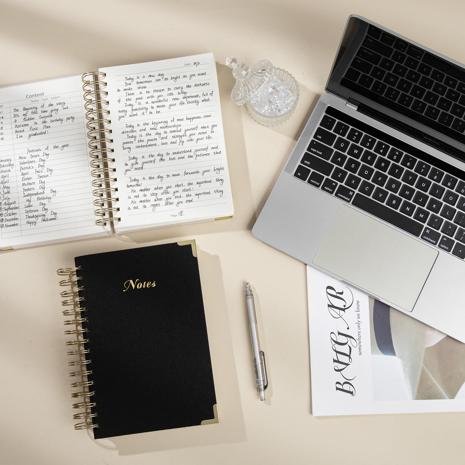 Spiral Notebook Journal, 328 Pages Linen Hardcover College Ruled Notebook, Lined Thick Journals for Women Men, A4 Thick Spiral Journal for Writing, 100GSM Paper, Cute Notebooks for Work School