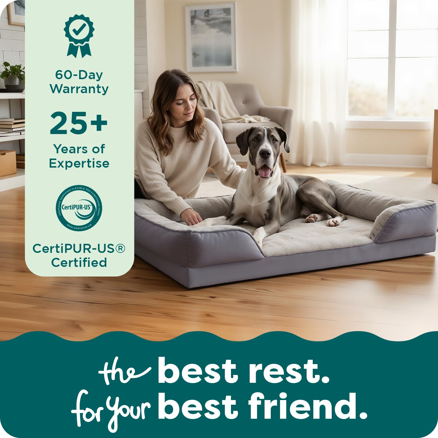 Furhaven Cooling Gel Dog Bed for Medium/Small Dogs w/ Removable Bolsters & Washable Cover, For Dogs Up to 35 lbs - Plush & Velvet Waves Perfect Comfort Sofa - Brownstone, Medium