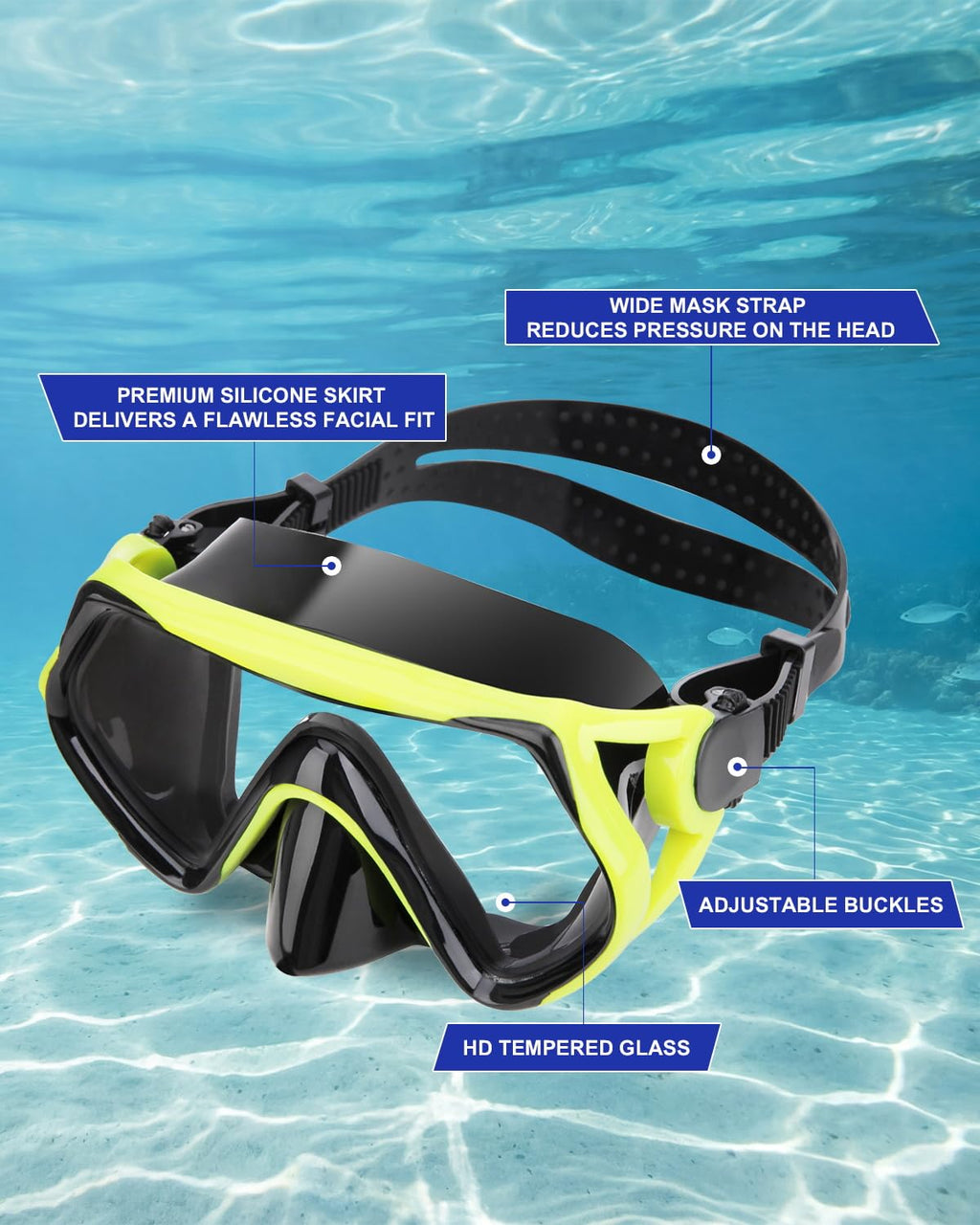 Snorkeling Gear for Adults, Dry Snorkel Mask Set, Scuba Diving Snorkle mask Set Adult, Panoramic Wide View Anti-Fog Dive mask, Swimming Diving Snorkeling Packages