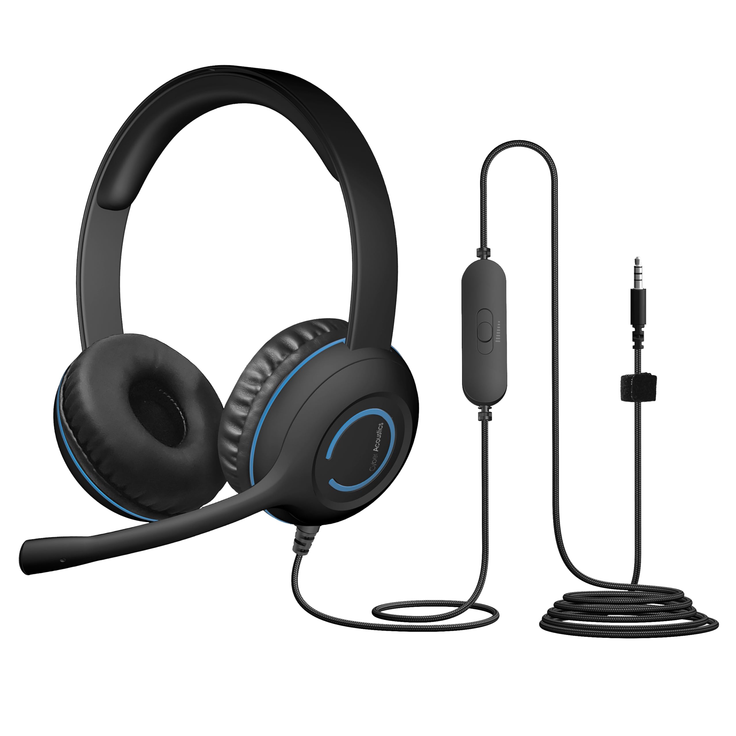 Cyber Acoustics AC-5002 Stereo Wired Headset with Microphone for PC – 3.5mm Computer Headset with Noise Cancelling Mic, Durable Headphones with Mic for Classroom, School, and Home Use