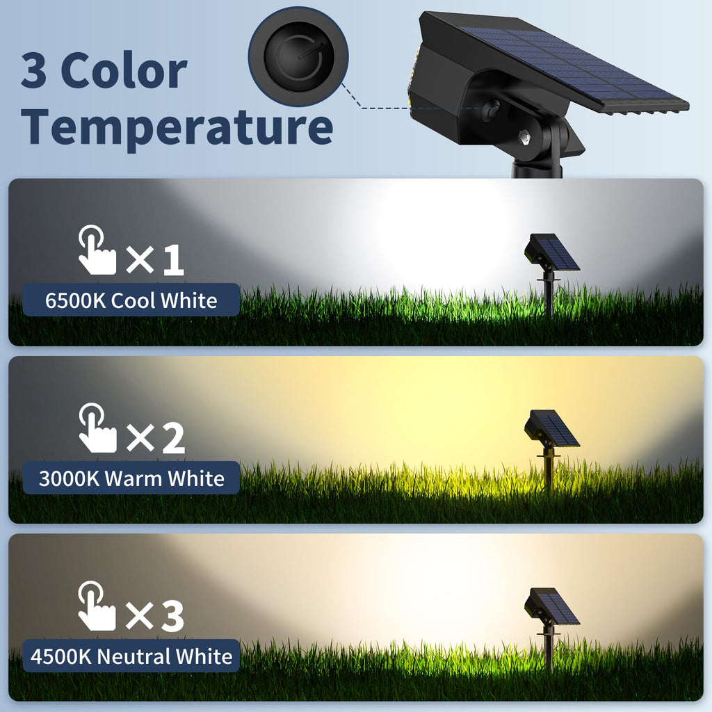 Solar Spot Lights Outdoor Waterproof IP65, 102 LEDs Solar Spotlights with Adjustable Light & Panel, [4 Modes/6 Pack] Landscape Flood Powered Lights for Outside Yard Garden Pathway(Warm White)