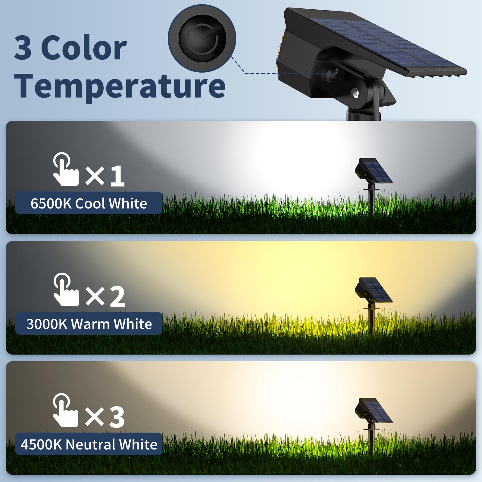 Solar Spot Lights Outdoor Waterproof IP65, 102 LEDs Solar Spotlights with Adjustable Light & Panel, [4 Modes/6 Pack] Landscape Flood Powered Lights for Outside Yard Garden Pathway(Warm White)