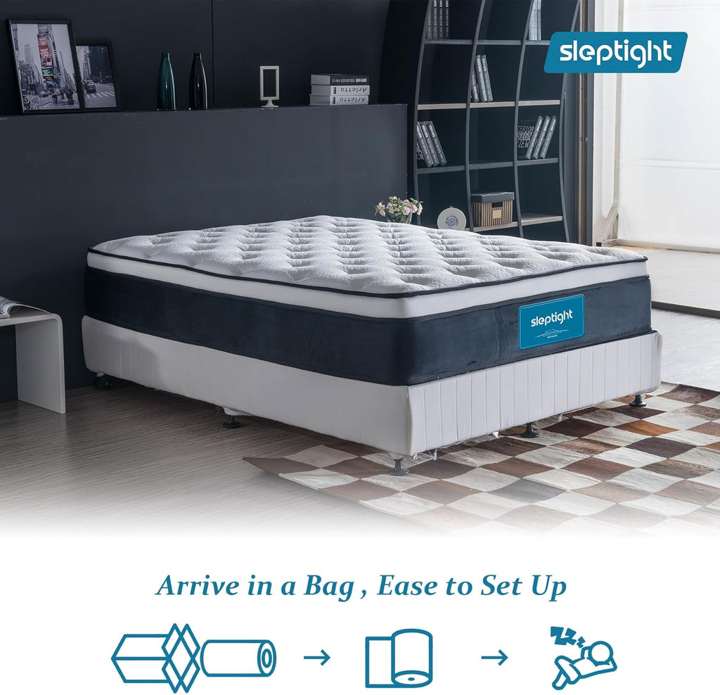 RV King Mattress 80" L x 72" W, 12 Inches Pillow Top Hybrid Camper Mattress in a Bag, Memory Foam Pocket Spring for RV Bed, Pop Up and Trailer, Short King