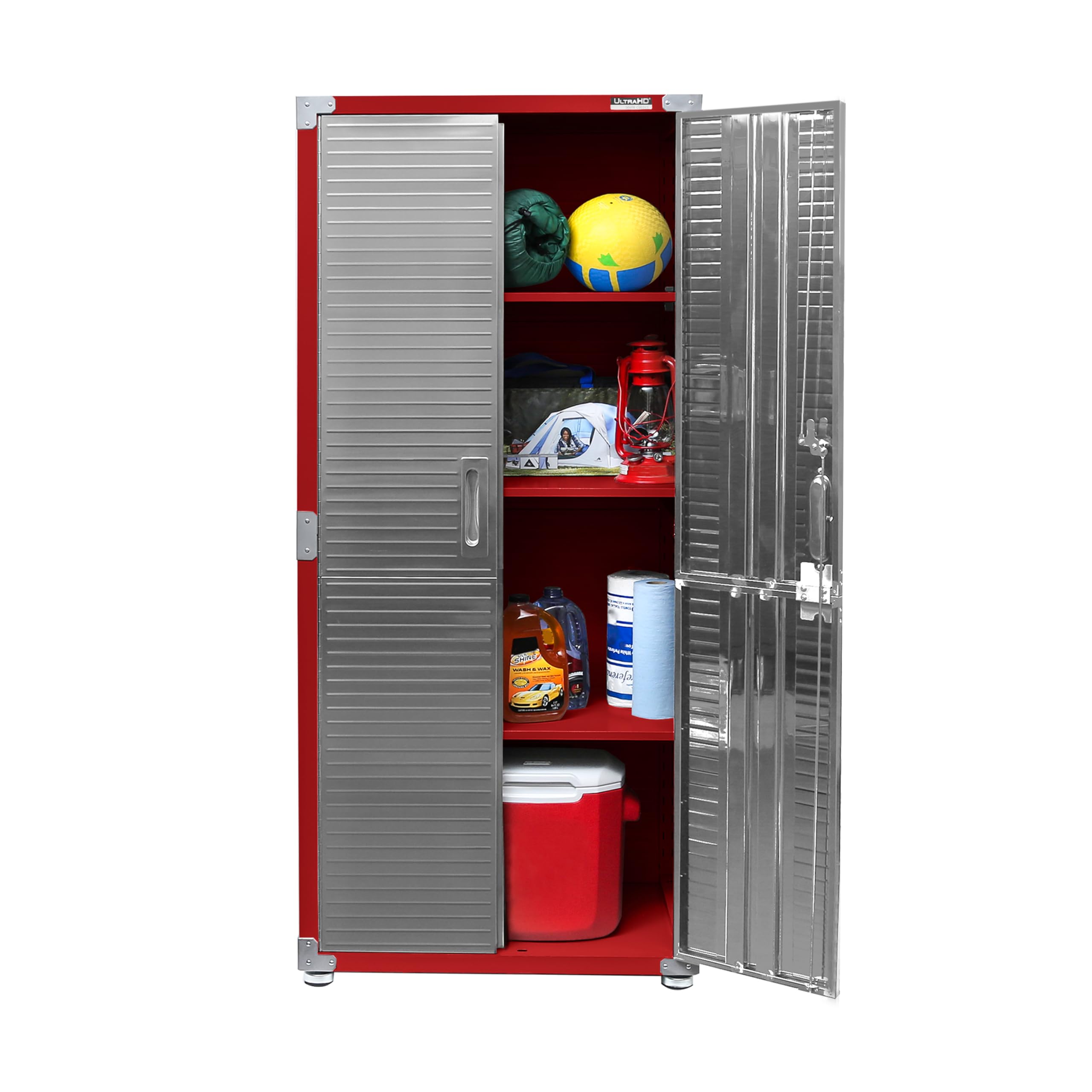 Seville Classics UltraHD Solid Steel Lockable Metal Storage Cabinet Locker Organizer, w/Adjustable Shelves for Garage, Warehouse, Office, Classroom, Granite, 30" W x 18" D x 72" H
