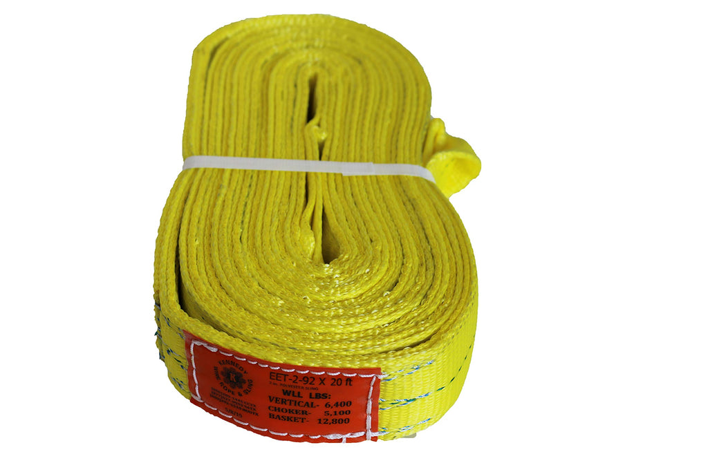 Kennedy Wire Rope & Sling Company 1" x 2' 2-Ply Twist Eye Polyester Lifting Sling (Various Sizes in Listing) Made in The USA