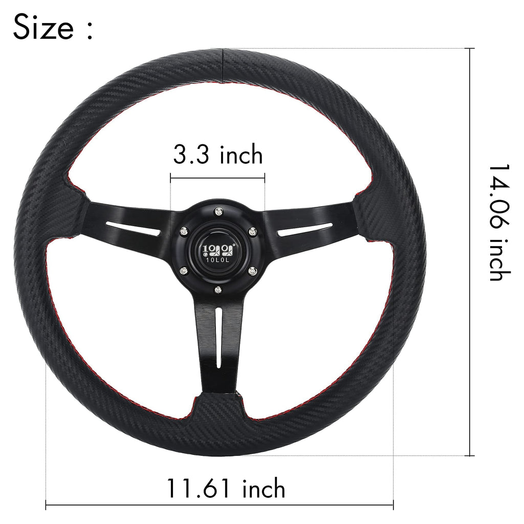 10L0L Golf Cart Steering Wheel, 13' Universal Fit for EZGO TXT/RXV, Club Car DS/Precedent, Yamaha G2-G29 (Carbon Black)