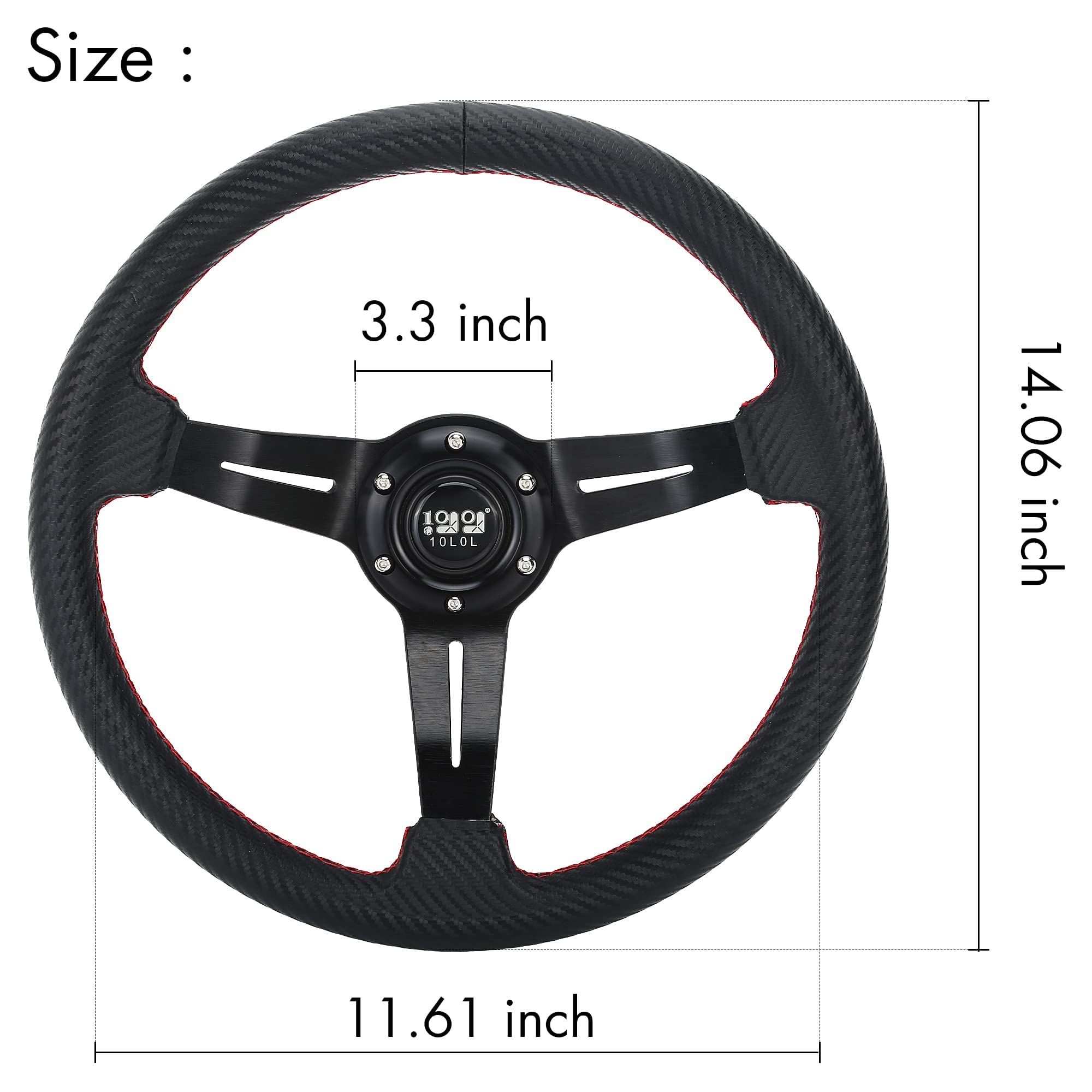 10L0L Golf Cart Steering Wheel, 13' Universal Fit for EZGO TXT/RXV, Club Car DS/Precedent, Yamaha G2-G29 (Carbon Black)