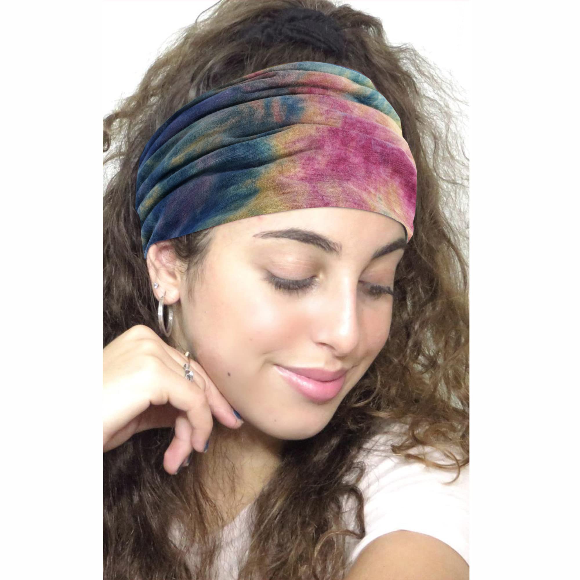 Boho Headbands For Women Fashion Stretch Wide Hair Bands Knoted Turban Head Bands Yoga Running Sweatband Elastic Headband Stylish Wrap Headbands Hair Accessories for Teen Girls 4 Pack