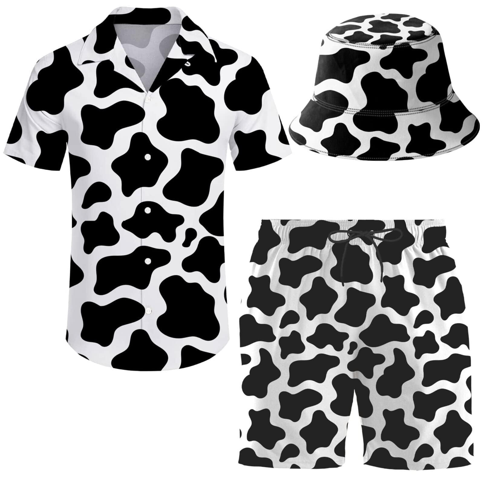 Men's 2 Piece Tracksuit Hawaiian Shirt Shorts Button Down Shirt and Shorts Sets with Bucket Hats