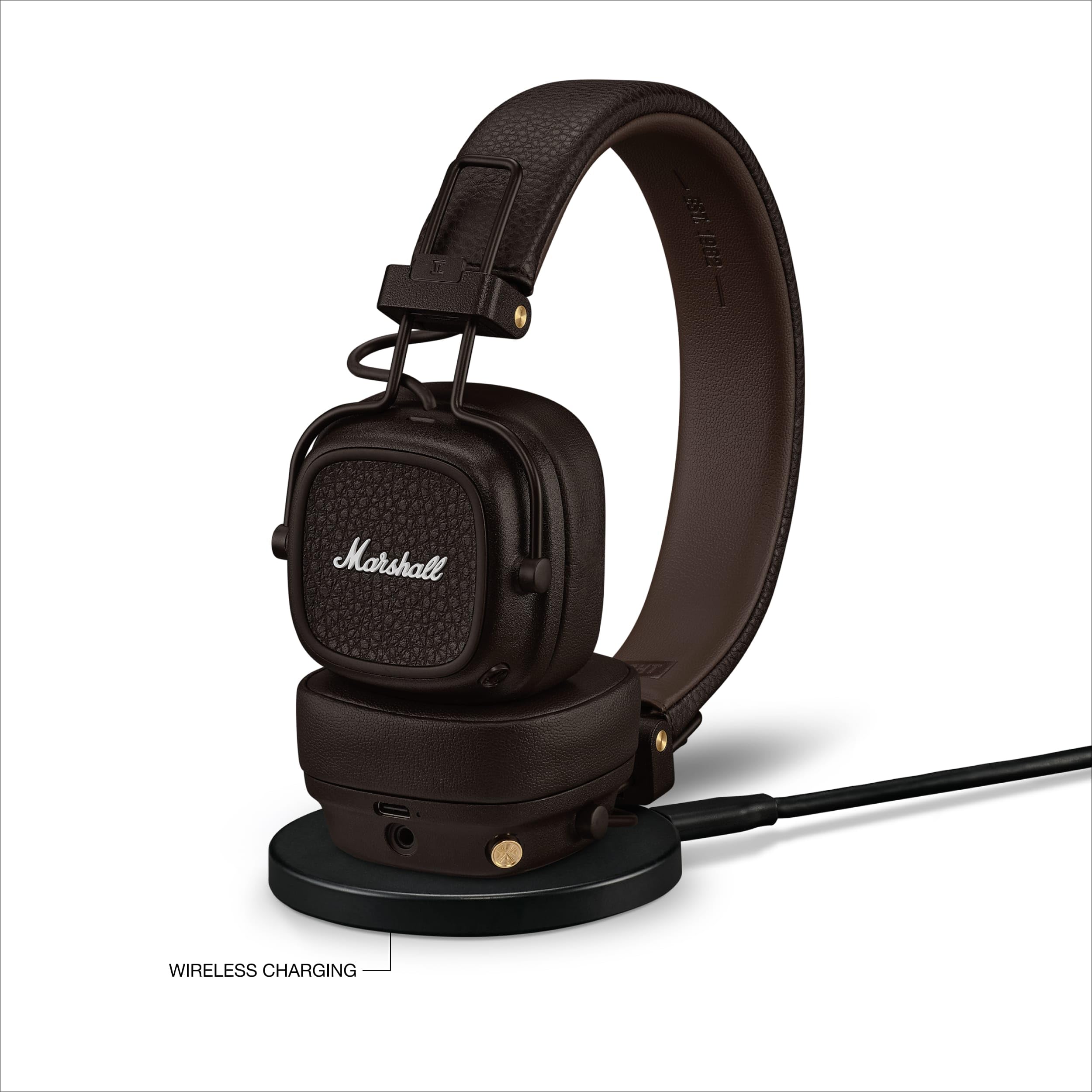 Marshall Major V Wireless On-Ear Bluetooth Headphones - 100+ Hr Playtime | Detachable Audio Cable | Microphone for Calls | Lightweight, Foldable Design for Travel - Black