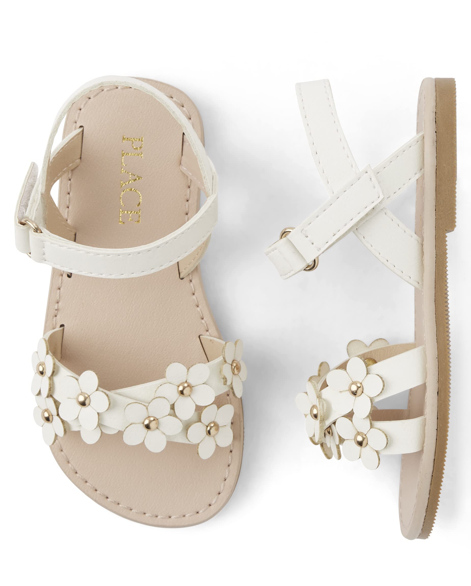 The Children's Place Baby Girls' Baby Girls and Toddler Flat Sandals With Adjustable Ankle Strap