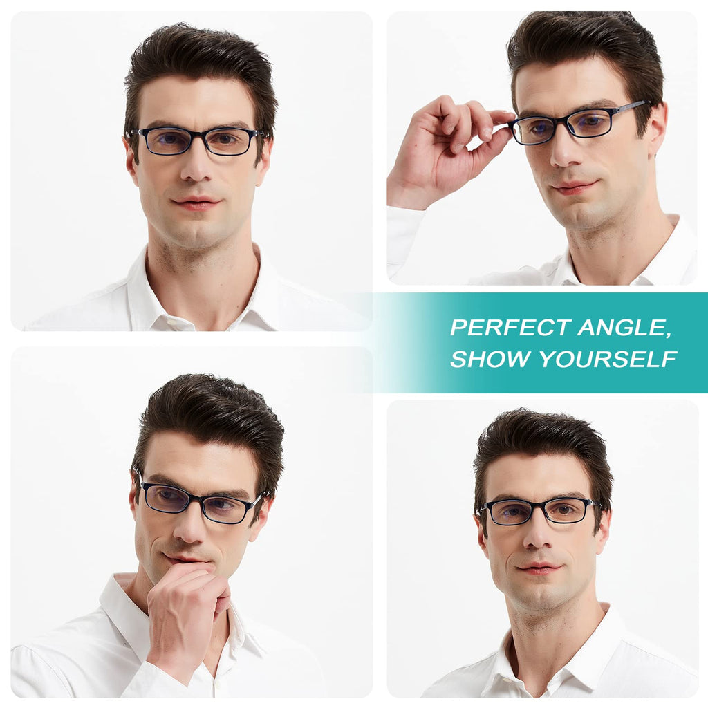 EYEURL Reading Glasses for Women Men Blue Light Blocking, 0.00 Anti Eye Strain Computer Readers, TR90 Ultra Lightweight Rectangle Frame Eyeglasses