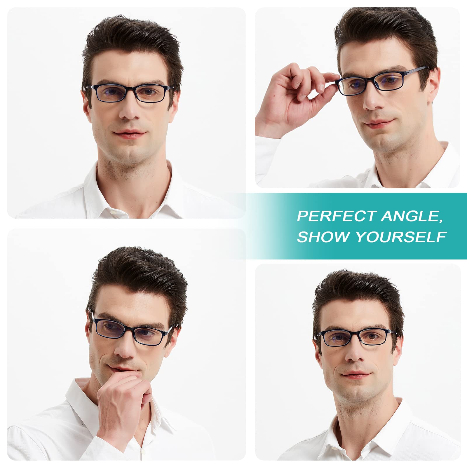 EYEURL Reading Glasses for Women Men Blue Light Blocking, 0.00 Anti Eye Strain Computer Readers, TR90 Ultra Lightweight Rectangle Frame Eyeglasses