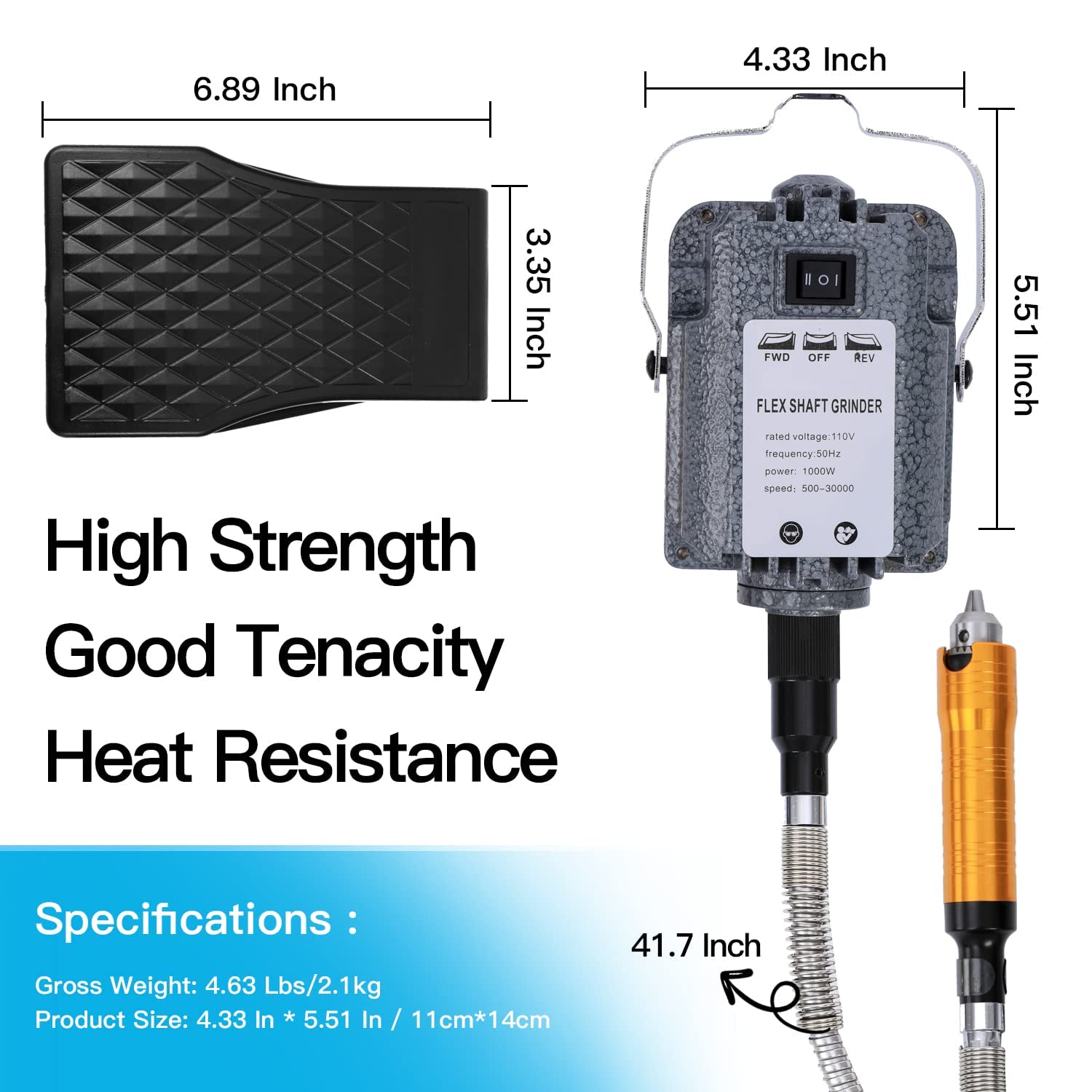 380W Flex Shaft Rotary Tool with Stepless Speed Foot Pedal, Multi-Function Metal Hanging Grinder Carver Kit - Ideal for Carving, Buffing, Drilling, Polishing, Sanding, Cutting- Includes DIY Accessorie