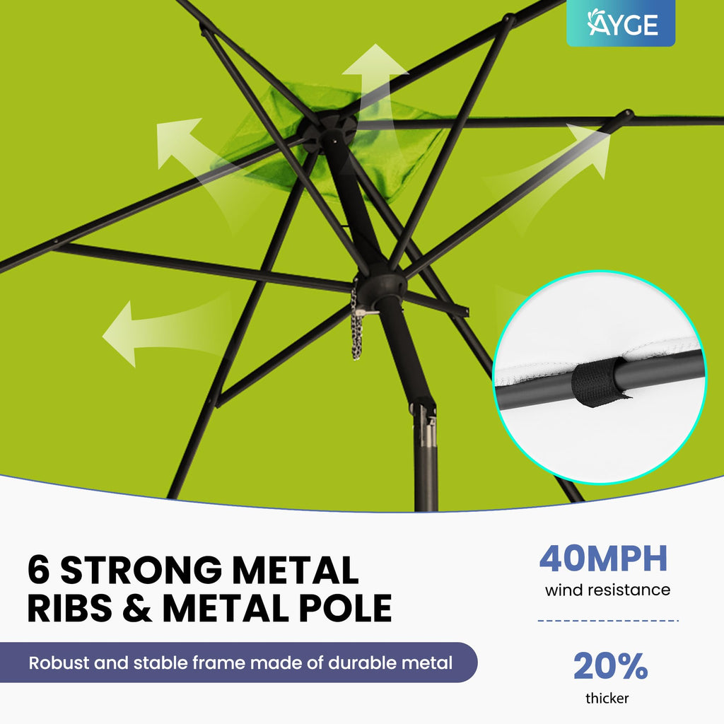 Ayge 6.5x10FT Rectangular Patio Umbrella Outdoor Table Umbrella w/Push Button Tilt & Crank Rectangle Market Umbrella UV Protection for Garden,Deck,Lawn,Yard & Pool,Beige