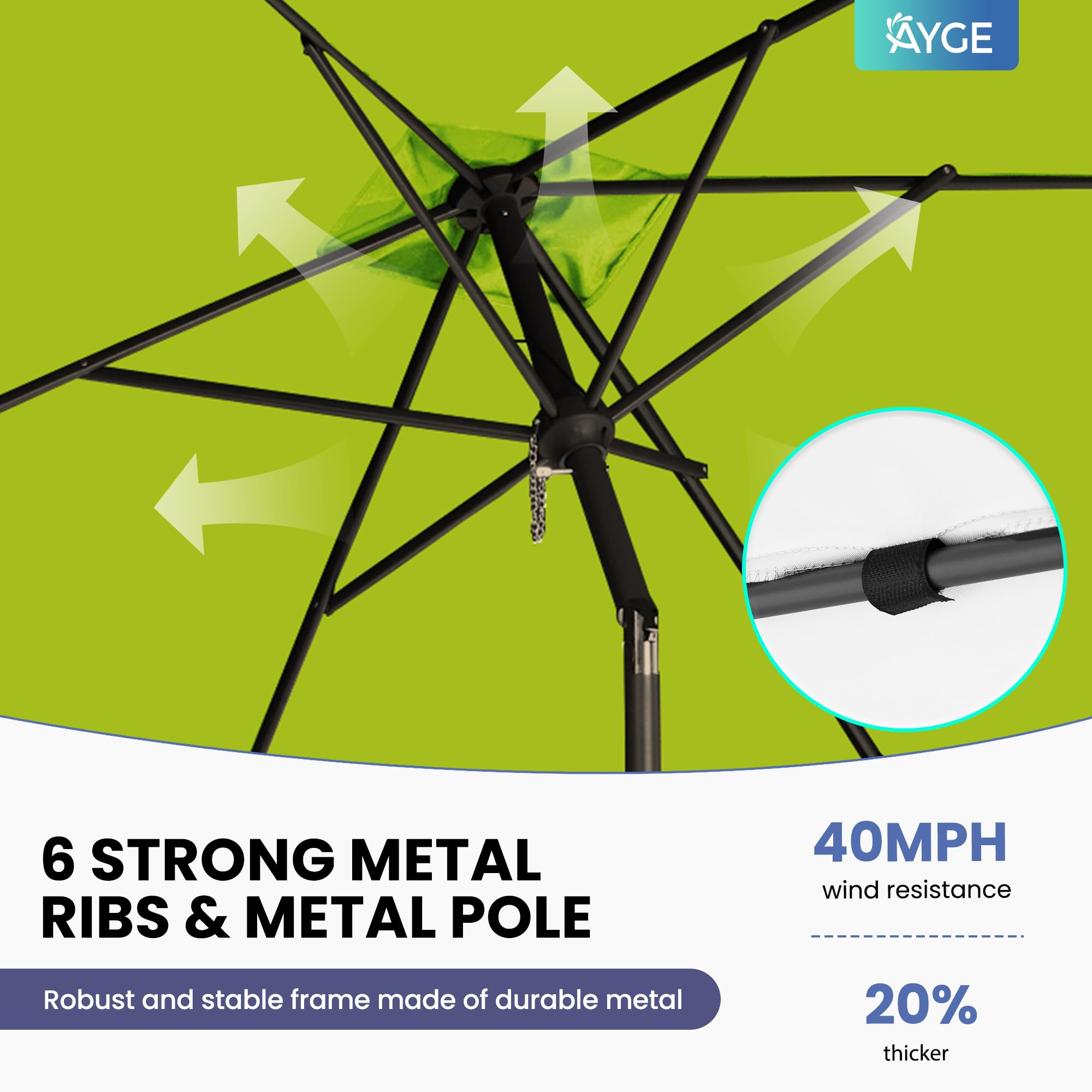 Ayge 6.5x10FT Rectangular Patio Umbrella Outdoor Table Umbrella w/Push Button Tilt & Crank Rectangle Market Umbrella UV Protection for Garden,Deck,Lawn,Yard & Pool,Beige