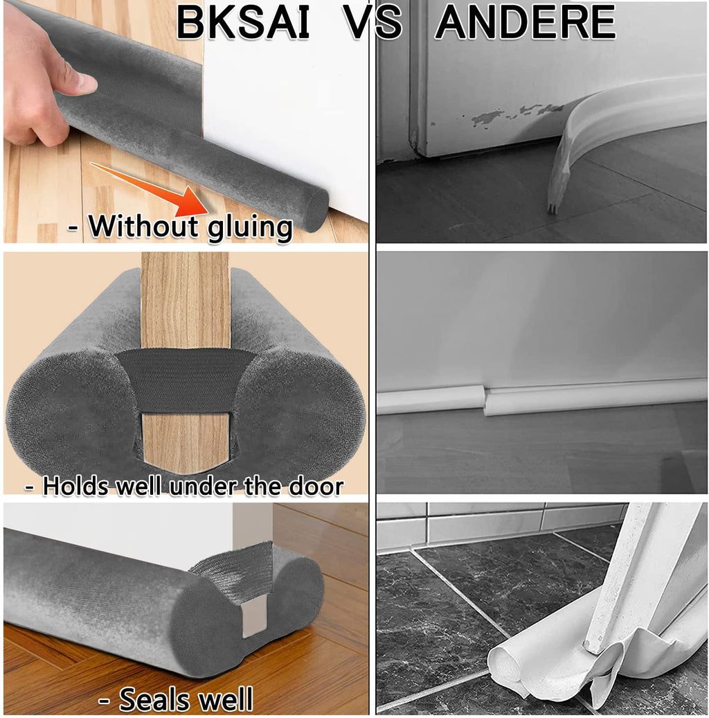 BKSAI Door Draft Stopper for Doors No Adhesive Draught Excluder Under Door Wind Blocker for Bottom of Door,Reduce Noise Draught Excluder Sweep Sound Proof (Beige 24-29IN / Distance Under The Door 1IN)