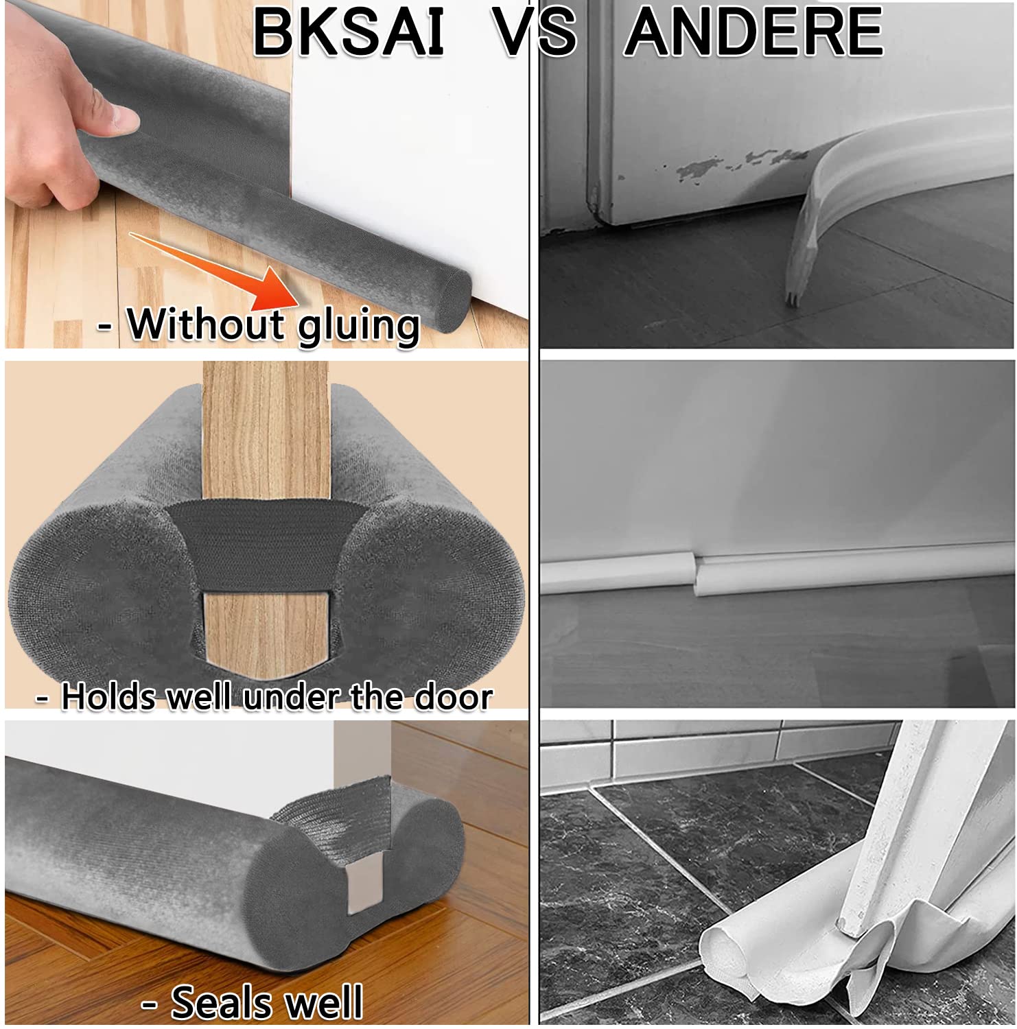 BKSAI Door Draft Stopper for Doors No Adhesive Draught Excluder Under Door Wind Blocker for Bottom of Door,Reduce Noise Draught Excluder Sweep Sound Proof (Beige 24-29IN / Distance Under The Door 1IN)