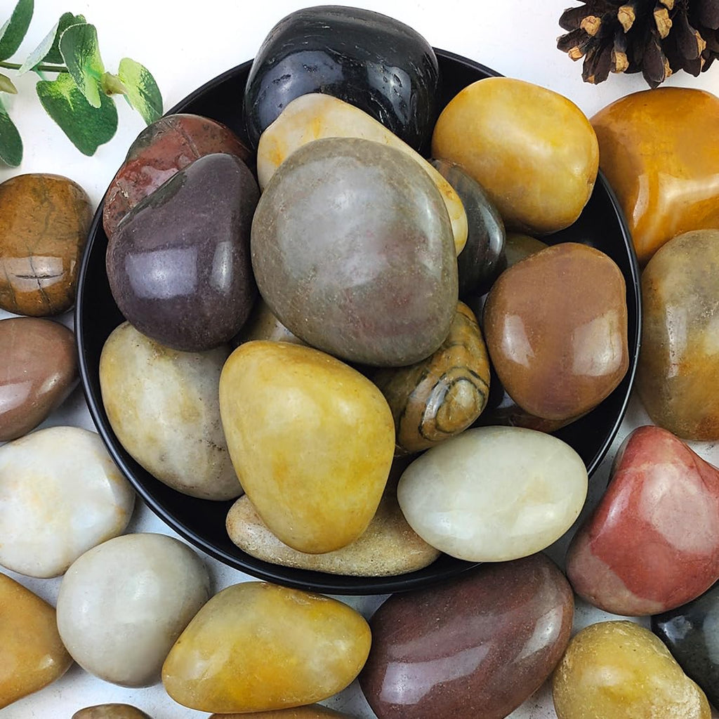 YISZM 5lbs Black Pebbles for Plants, 2-3 Inch High Polished Natural Large River Rocks for Landscaping, Decorative Stones Vase Filler Fish Tank Aquariums Garden Outdoor and Indoor DIY