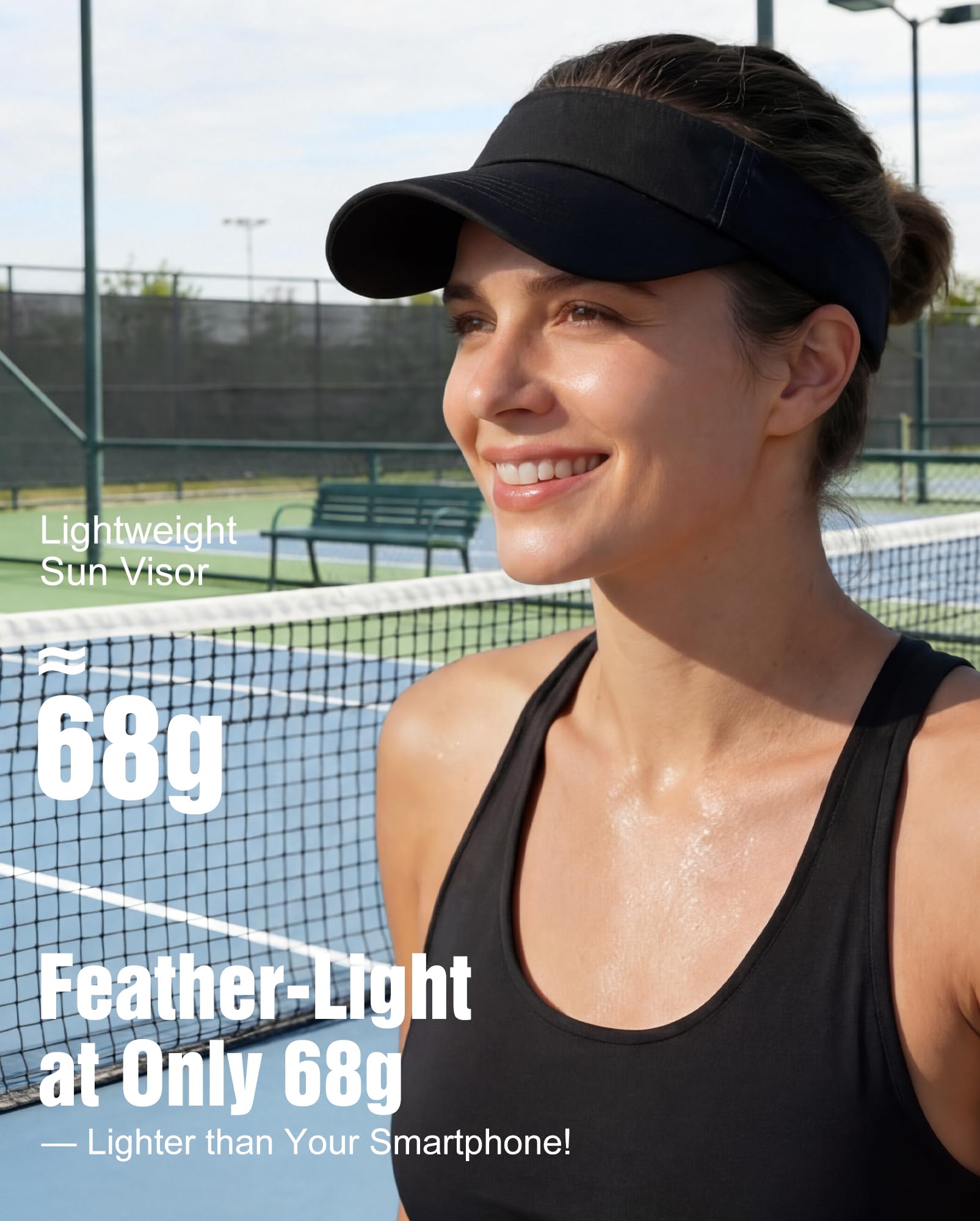 Zando 3.2" Structured Brim Sun Visor Hats for Women, Quick-Dry Lightweight Sports Visor for Golf, Tennis, Pickleball