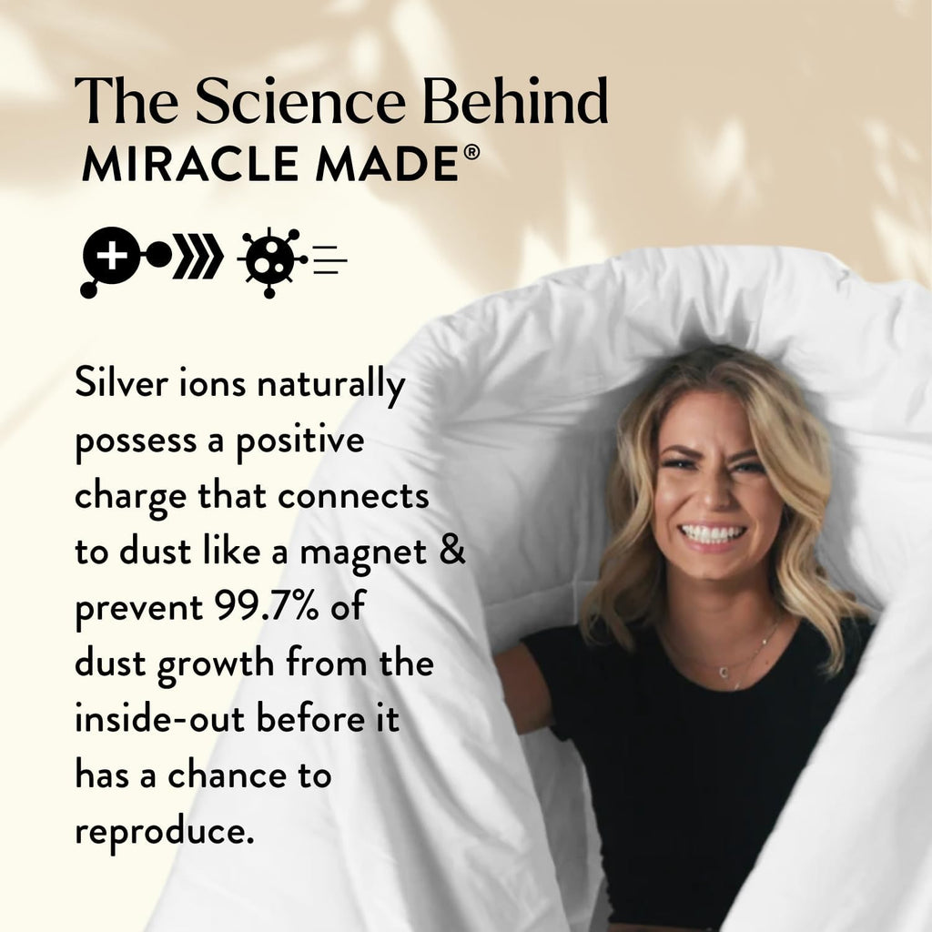 Miracle Made All-Season Duvet Insert Comforter – Silver-Treated Breathable Cotton Fabric, Pet Hair Resistant, Cool-to-The-Touch Bedding – Fits King/CaliKing Bed Cover, Stone