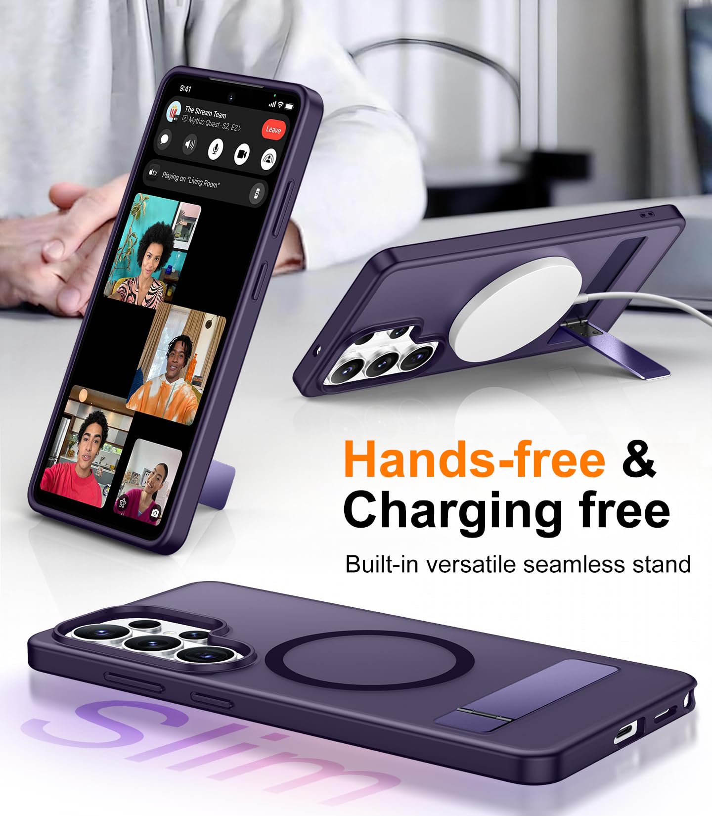 for Samsung Galaxy Z Fold 8 Case,[Compatible with MagSafe][Built-in HD Screen Protector & Kickstand][Hinge Protection]Translucent Matte Full-Body Shockproof Phone Case for Galaxy Z Fold 8,Black