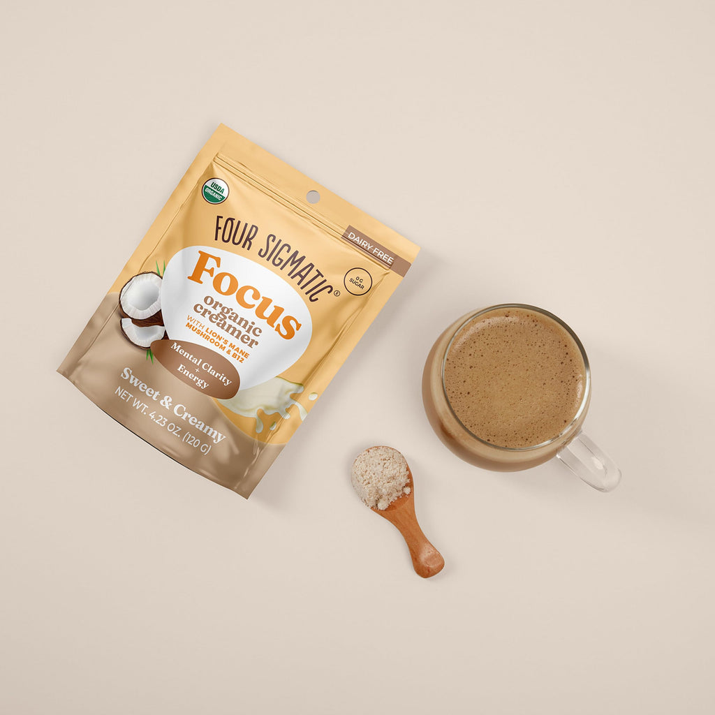 Four Sigmatic Focus Chocolate Coffee Creamer | Organic Non Dairy Coffee Creamer with Lion’s Mane and Vitamin B12 | Chocolate, 4.23 oz