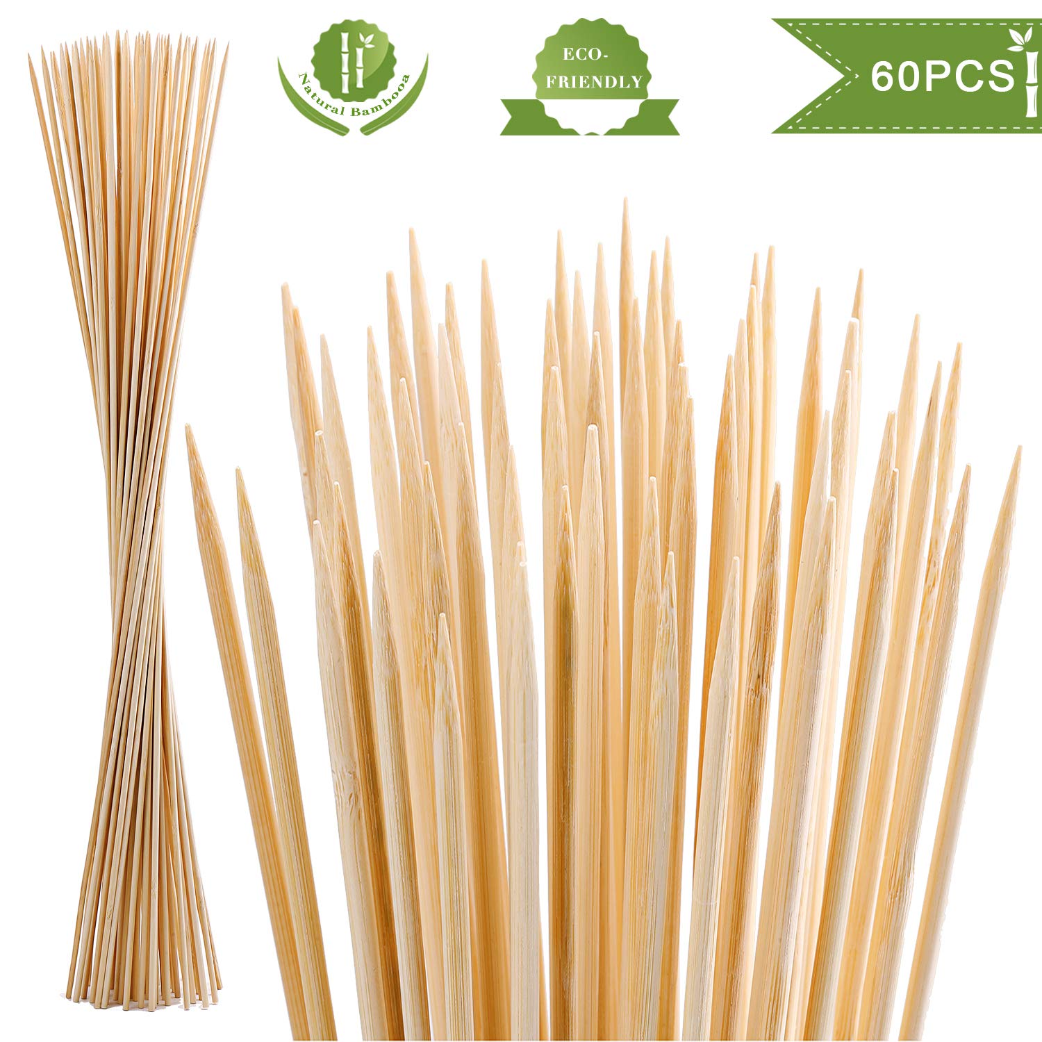 60 PCS Bamboo Marshmallow Roasting Sticks, SMores Skewers for Fire Pit, Extra Long 30 Inch Heavy Duty 5mm Thick Wooden SMores Sticks for Open Fire Pits Roaster Barbecue Hot Dog Camping Kebab Sausage