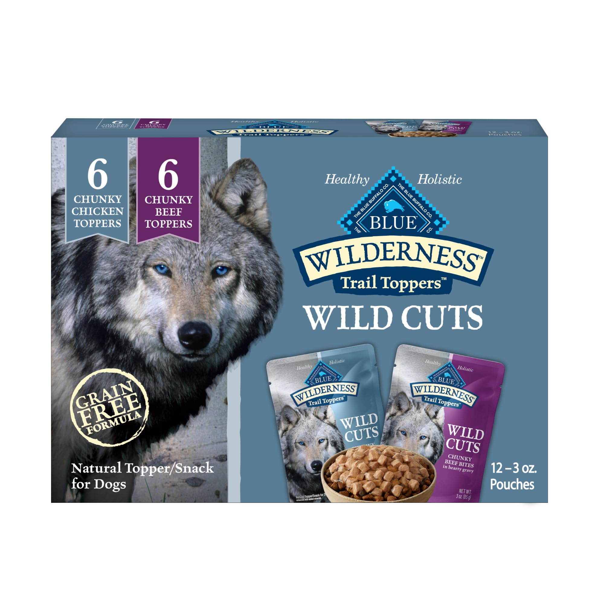Blue Buffalo Wilderness Wild Cuts Trail Toppers Chunky Bites In Hearty Gravy - Beef - 3 Oz