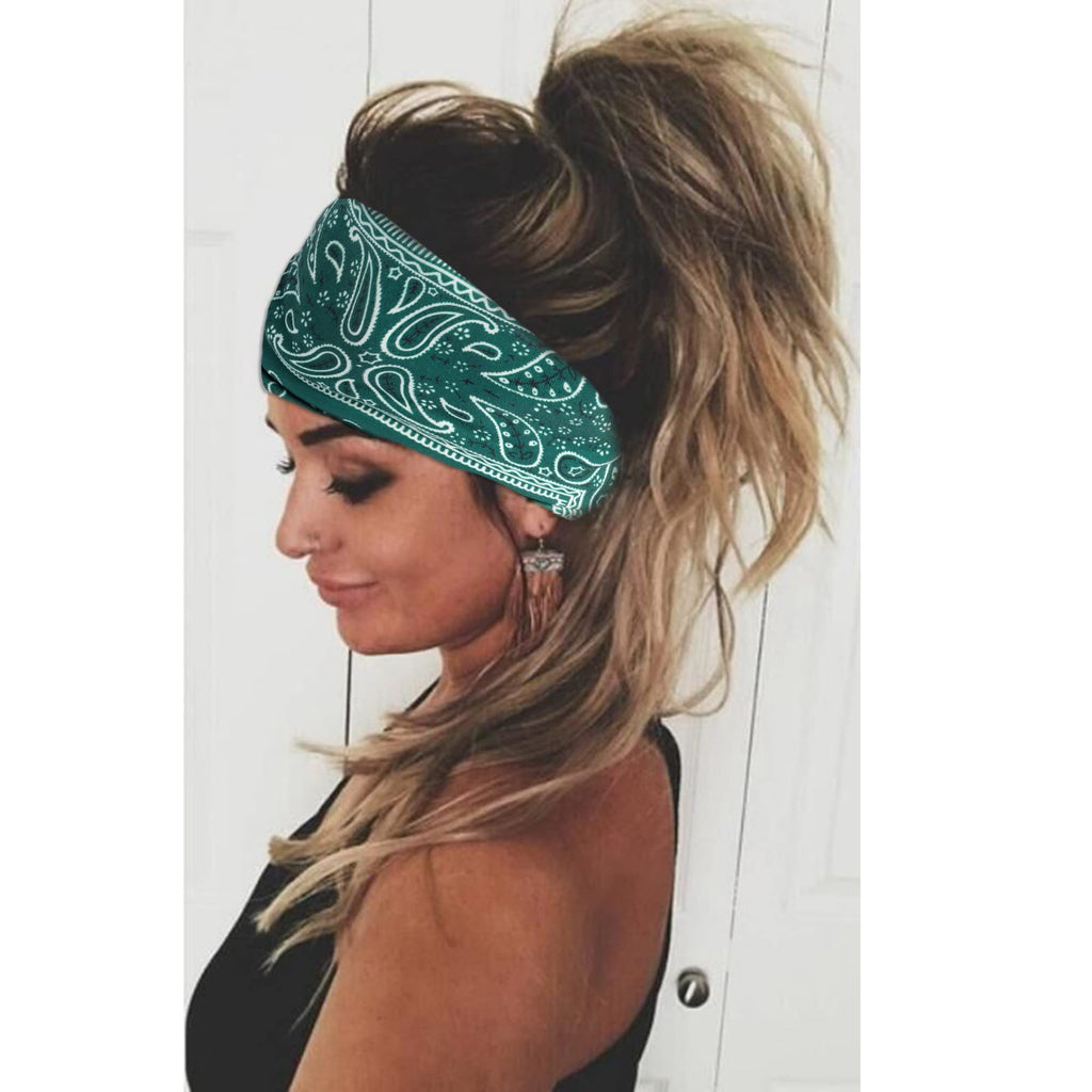 Boho Headbands For Women Fashion Stretch Wide Hair Bands Knoted Turban Head Bands Yoga Running Sweatband Elastic Headband Stylish Wrap Headbands Hair Accessories for Teen Girls 4 Pack