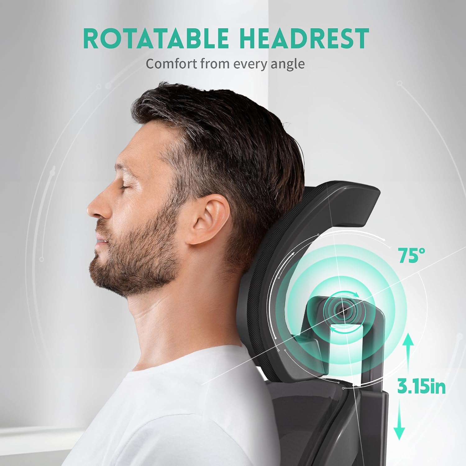 Ergonomic Office Chair, Adjustable Lumbar Support & Rotatable Headrest, 90° Flip-Up Armrests – Breathable Mesh Desk Chair with Thickened Cushion, 360 Swivel – Easy Assemble for Home/Gaming/Office
