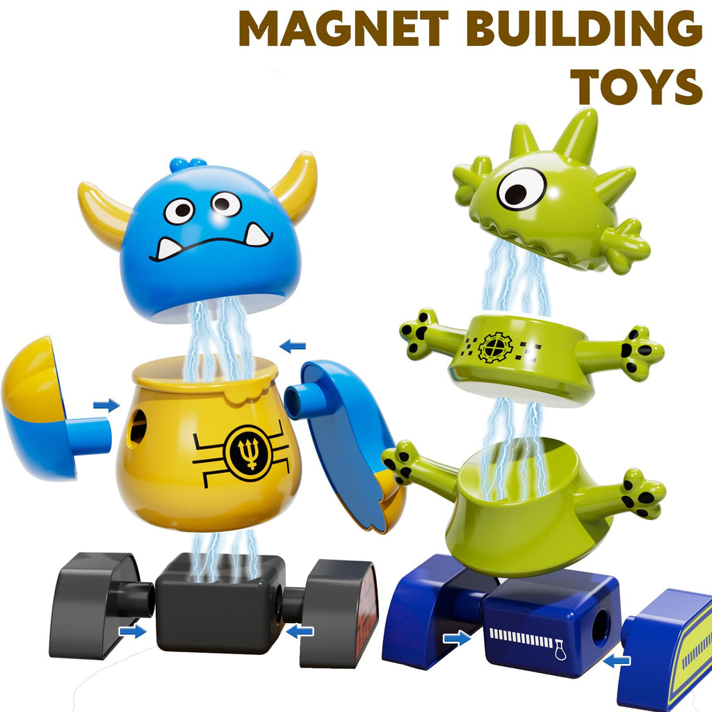 TEMI Magnet Robot Toy for Kids 3-5 Years Old - Monster Magnet Toys Stacking Transform Toys with Storage Box, Set for Boys Age 3 4 5 6 7 Years Old Boys, Christmas and Birthday Gifts