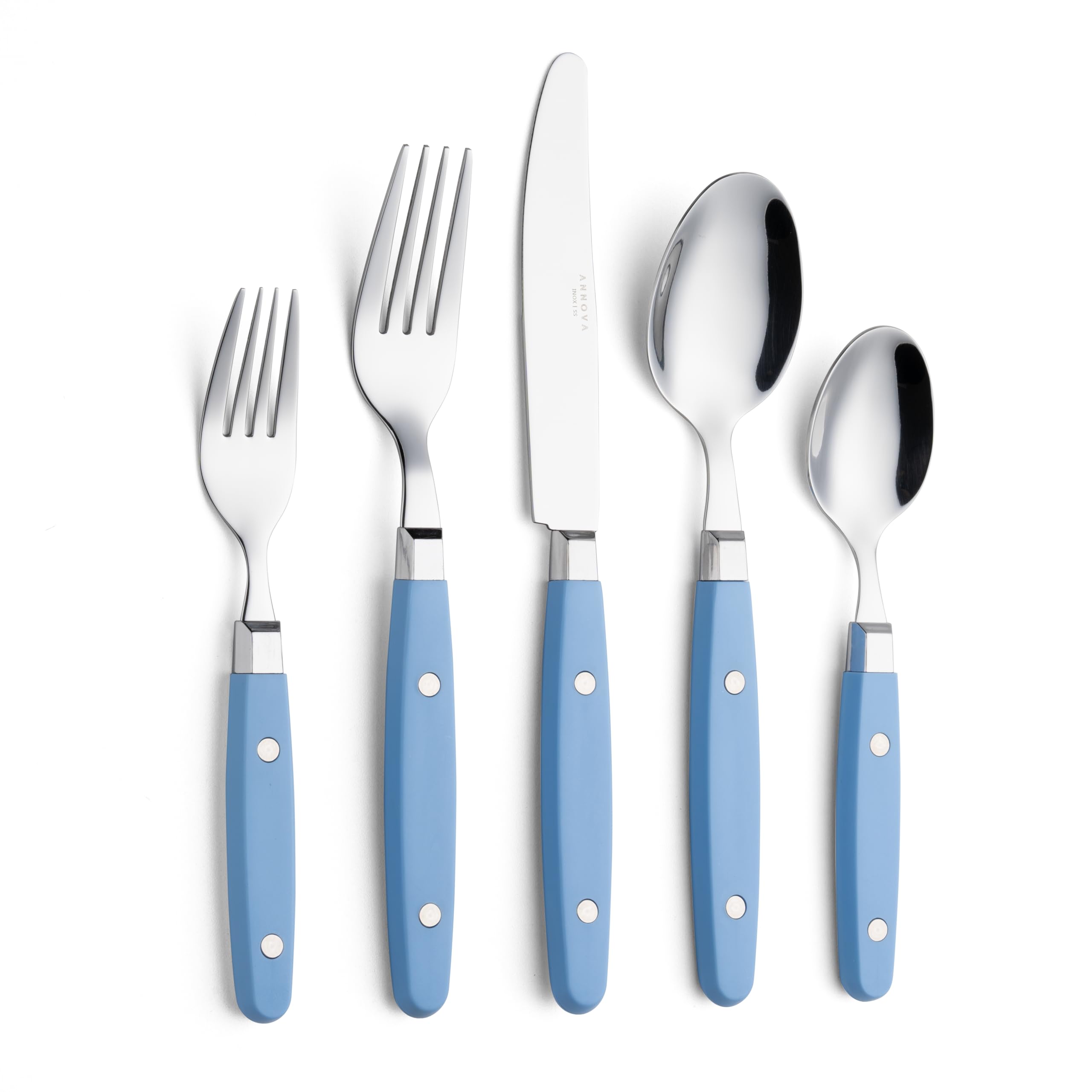 ANNOVA Silverware Set, Retro/Rivet Colorful Stainless Steel Tableware Kitchen Flatware Set Utensils, Includes Dinner Knives, Forks, Spoons, Salad Forks & Dessert Spoons (Brown, 20 Pieces)