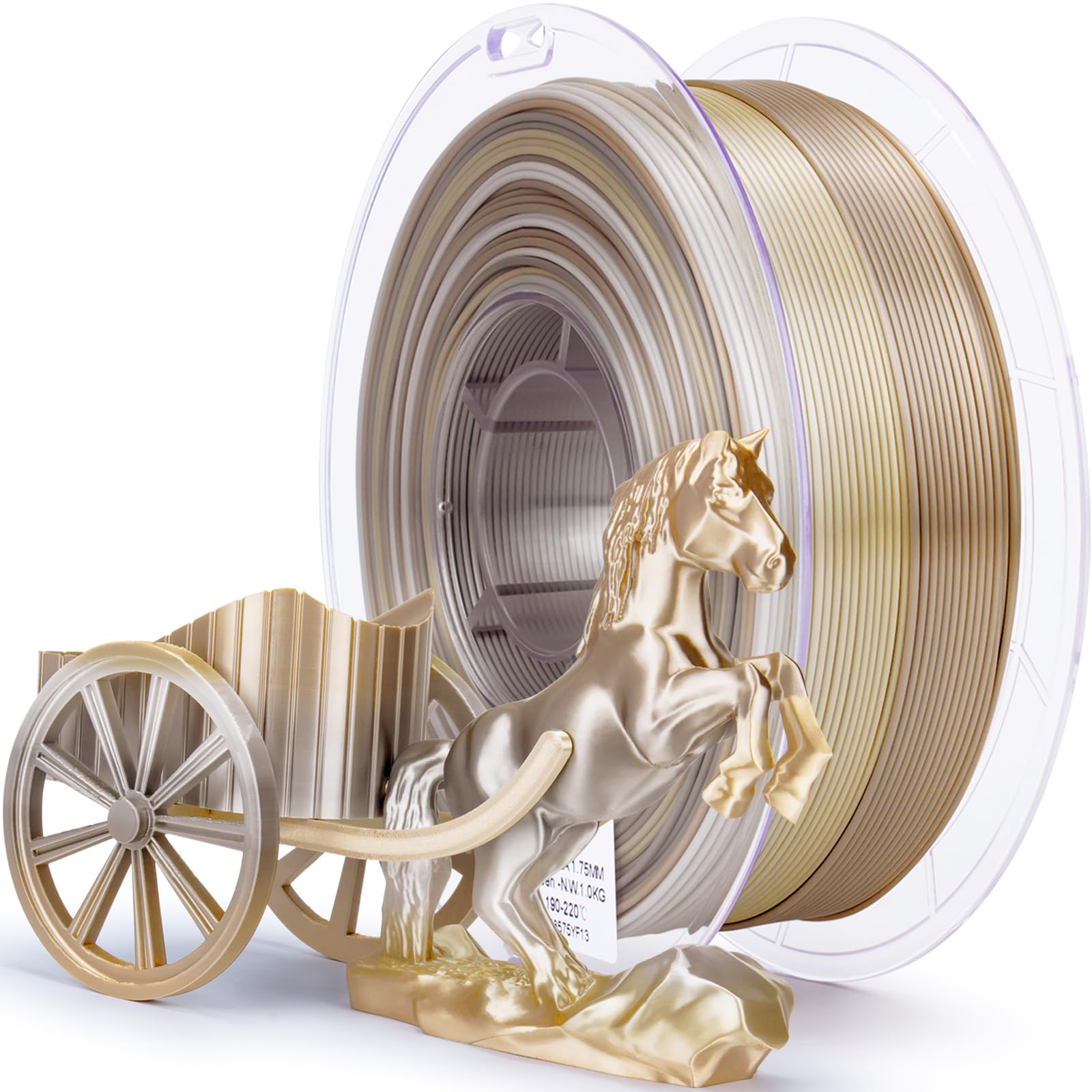 ZIRO Fast Color Change PLA, 1.75mm Color Gradient Filament, Glossy Rainbow PLA Filaments, Fit Most 3D Printer Pen, Shiny Surface 1KG/2.2lbs Spool, Aqua Sky (Silk)