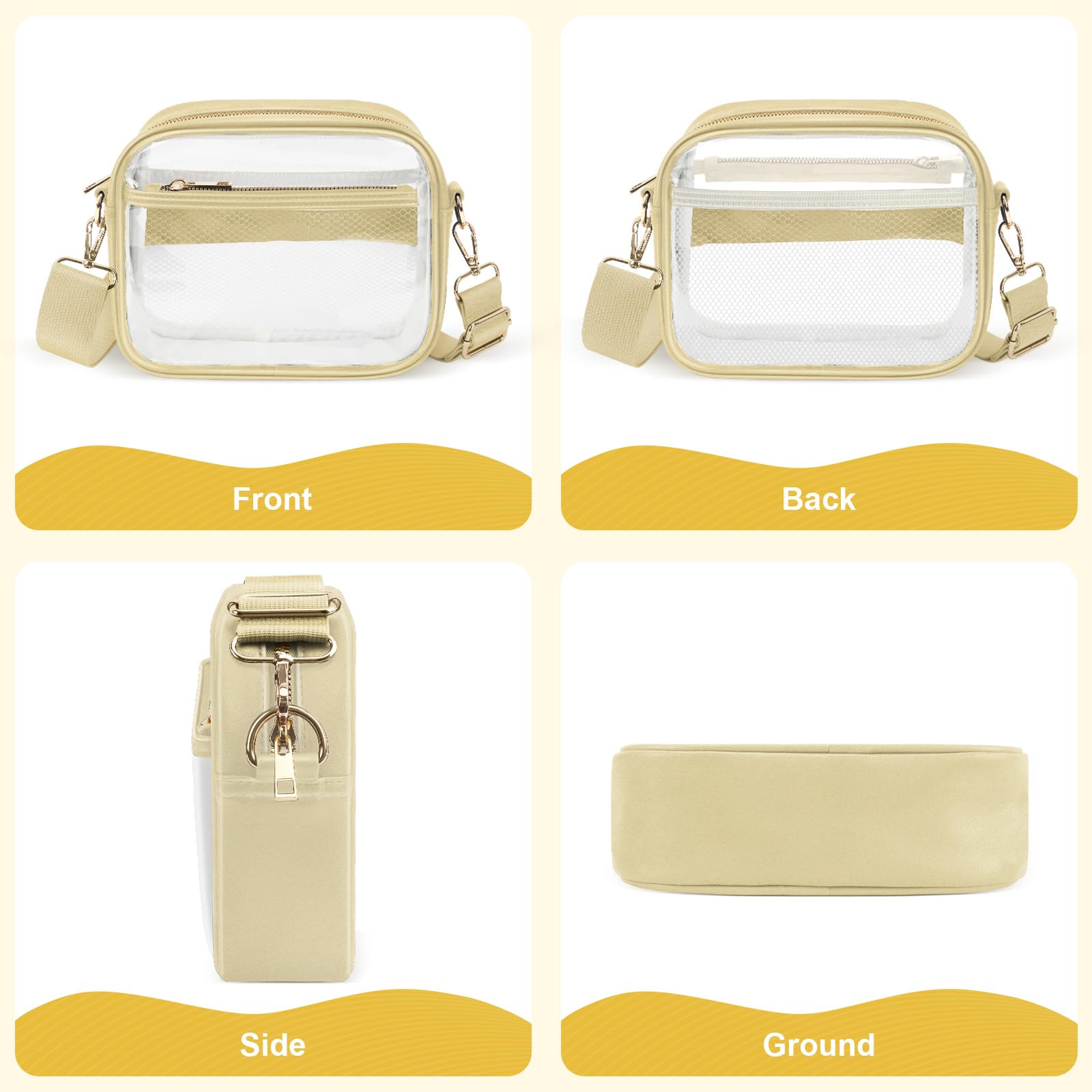 KETIEE Clear Crossbody Bag, Stadium Approved Clear Purse Bag for Concerts Sports Events Festivals