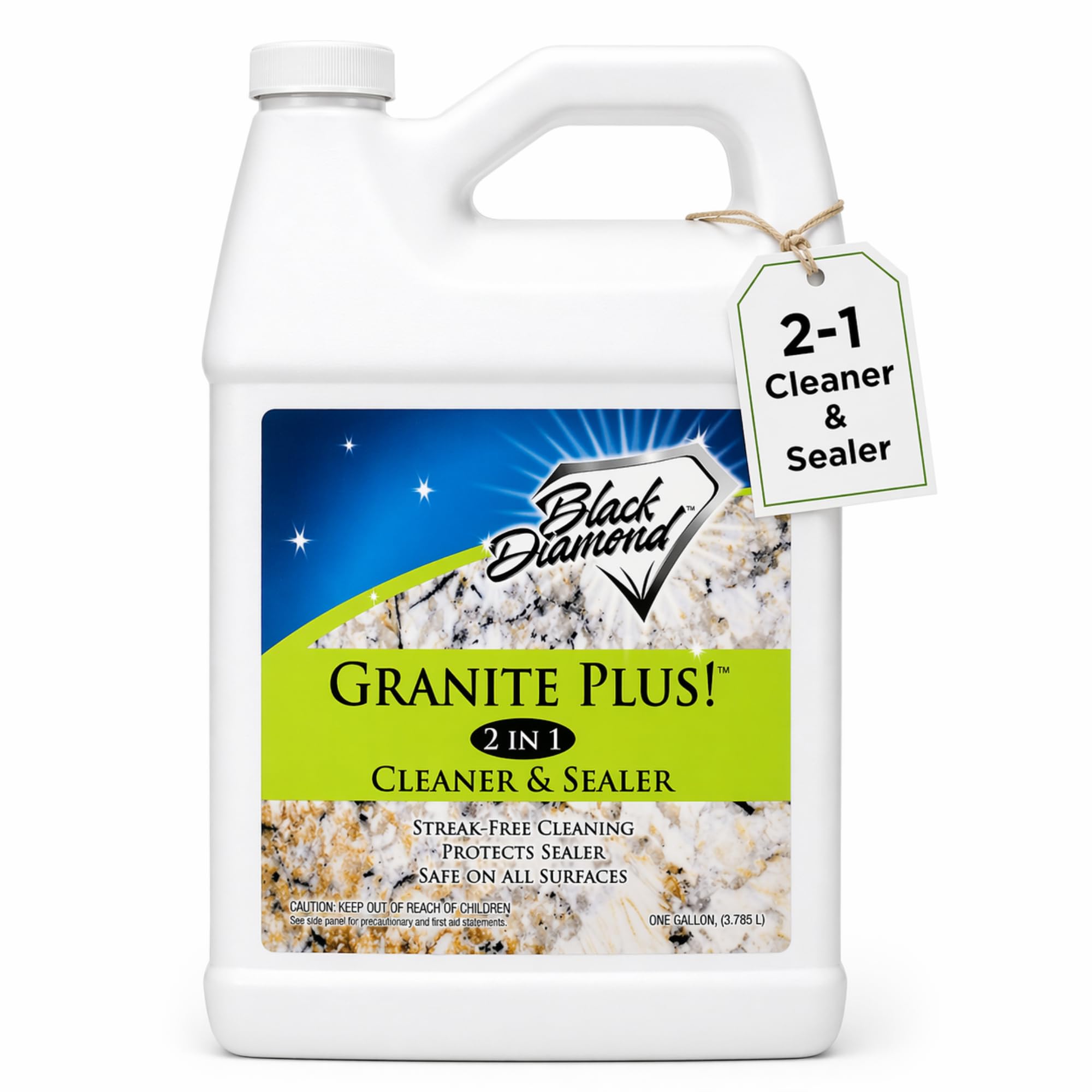 Black Diamond Stoneworks Granite Plus 2-in-1 Cleaner & Sealer, pH Neutral, Streak-Free Stone Cleaner for Granite, Marble, Quartz, Travertine & Limestone Countertops, Ready to Use, 32 Fl Oz