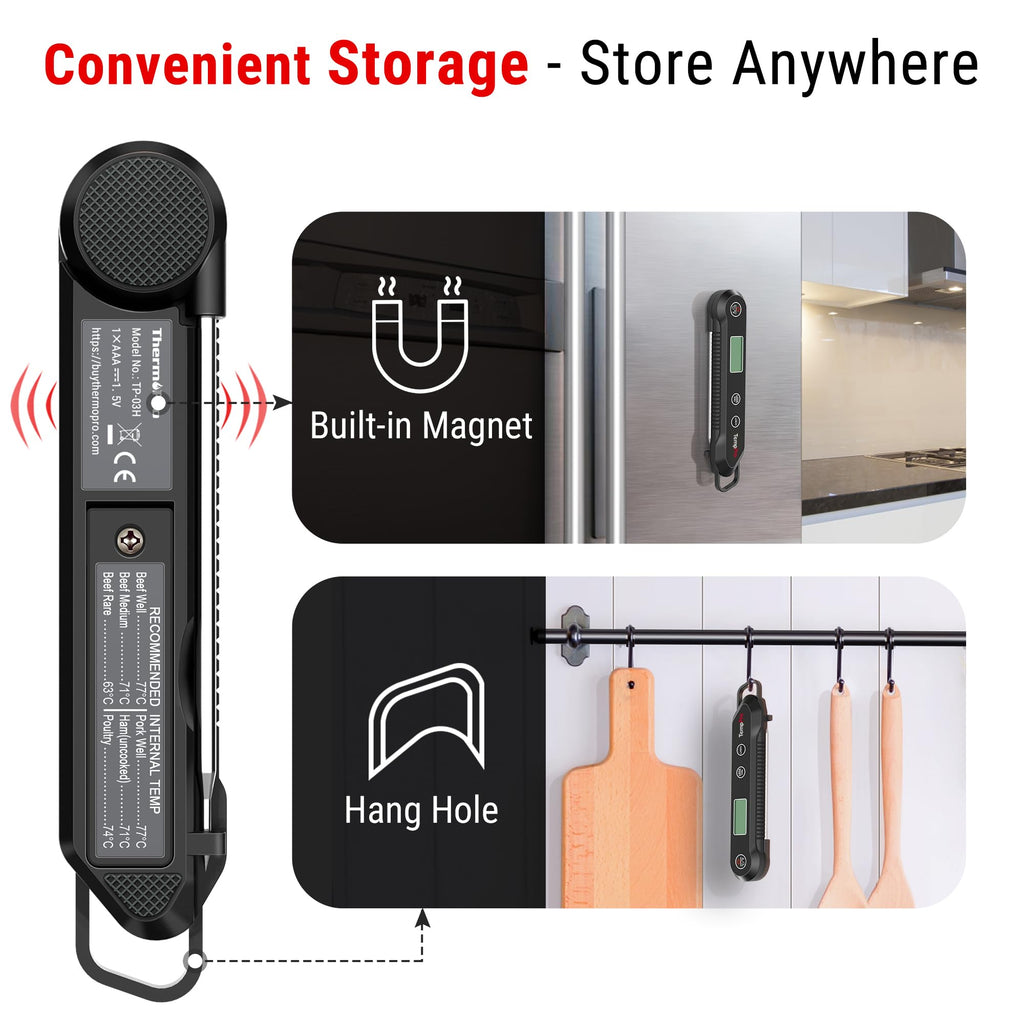 TempPro Digital Instant Read Meat Thermometer for Grilling, Waterproof Food Thermometer with Calibration Backlight Baking Bread Candy Thermometer Cooking Gift for Dad Husband (Previously ThermoPro)