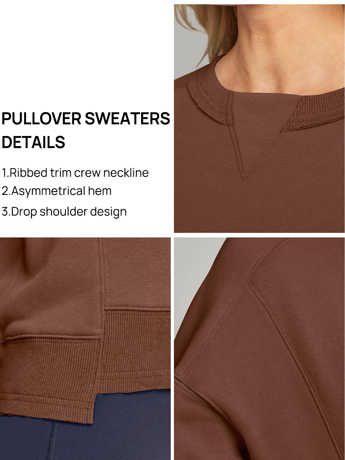 MEROKEETY Women's Oversized Cropped Sweatshirts Crewneck Trendy Workout Pullover Sweater Fall Outfits
