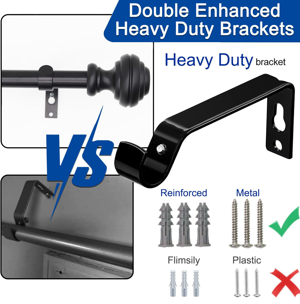 Curtain Rods for Windows 48-84 inch,3/4 inch Heavy Duty Adjustable Decorative Curtain Rod with Modern Finials,Window Rods for Bedroom, Living Room,Patio and Kitchen