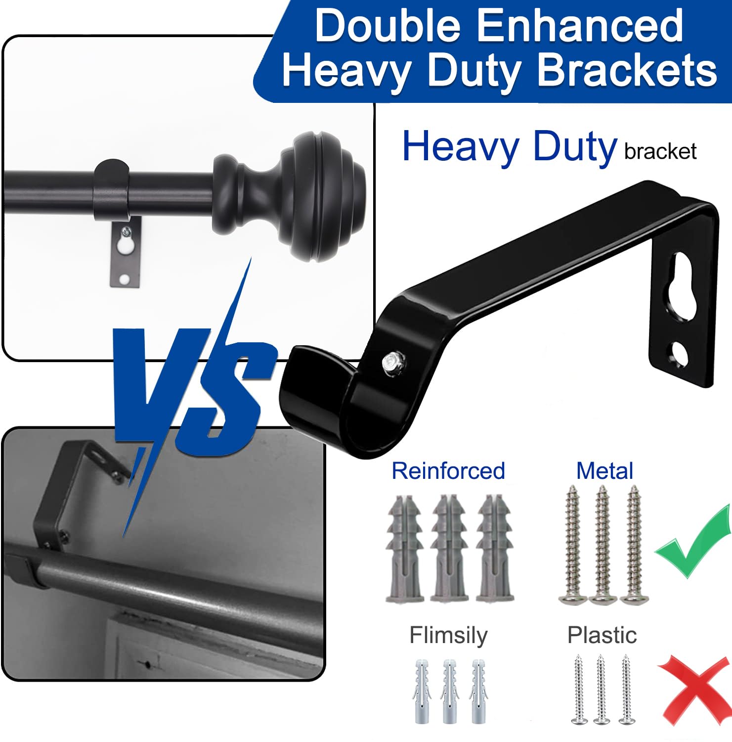 Curtain Rods for Windows 48-84 inch,3/4 inch Heavy Duty Adjustable Decorative Curtain Rod with Modern Finials,Window Rods for Bedroom, Living Room,Patio and Kitchen