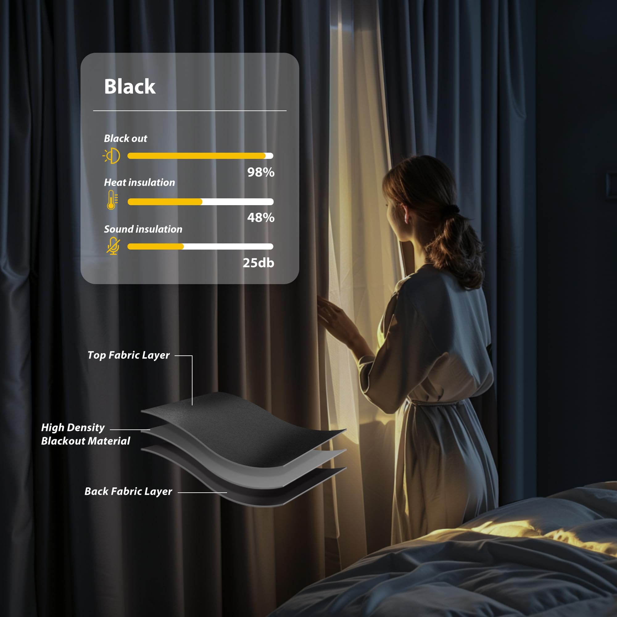 Room Divider Blackout Curtains Flexible Sliding Tracks Sets Ceiling Mounted Rod Window Curtain Privacy Separation for Bedroom Living Rooms,1 Panel Beige Drape and Black Track Set-W108xH72 in