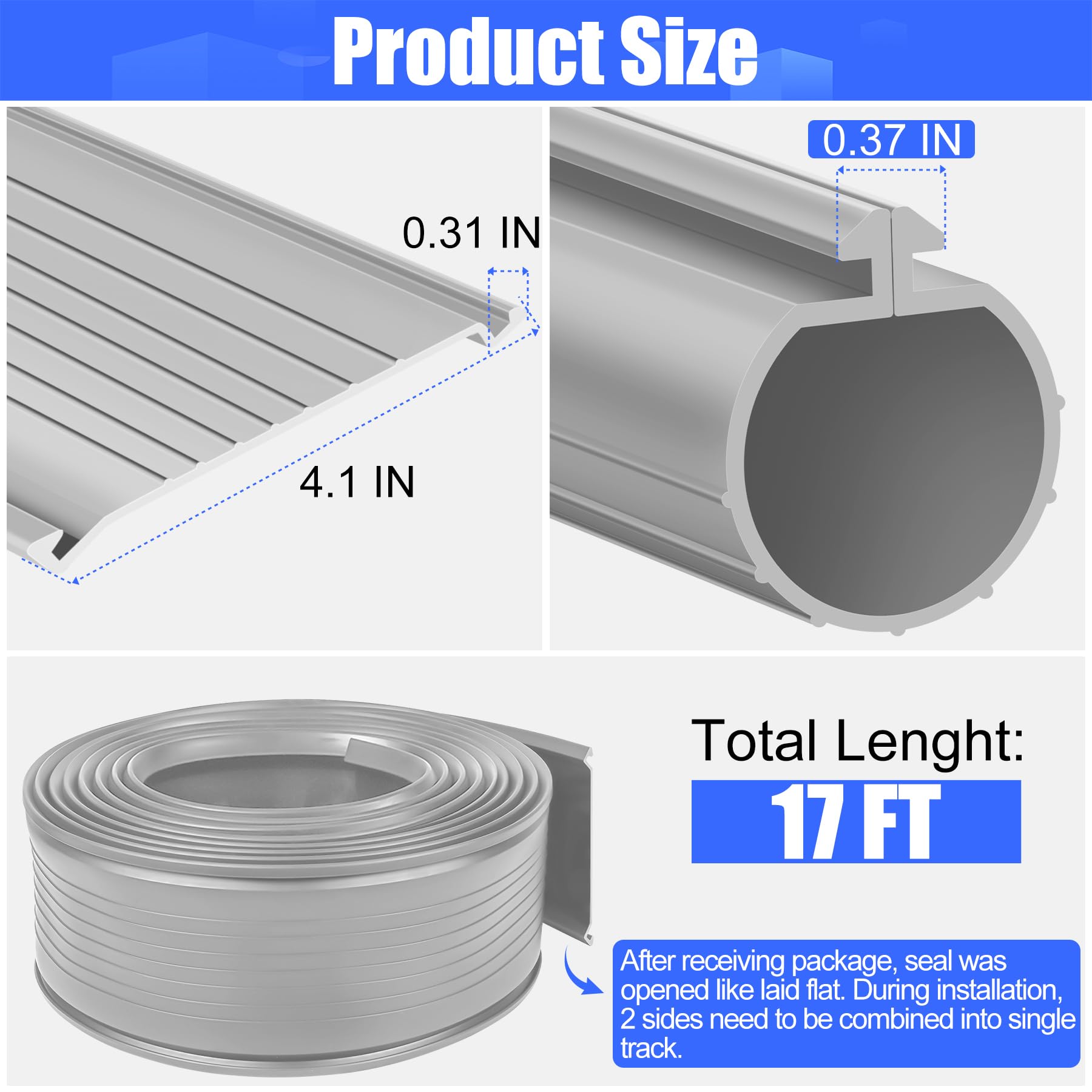 ToLanbbt 8.2FT Garage Door Seals Bottom Rubber 0.19" P Bulb Bottom Weather Seal, Weatherproof Replacement Weather Stripping Compatible with Overhead Door (8.2 FT, Gray)