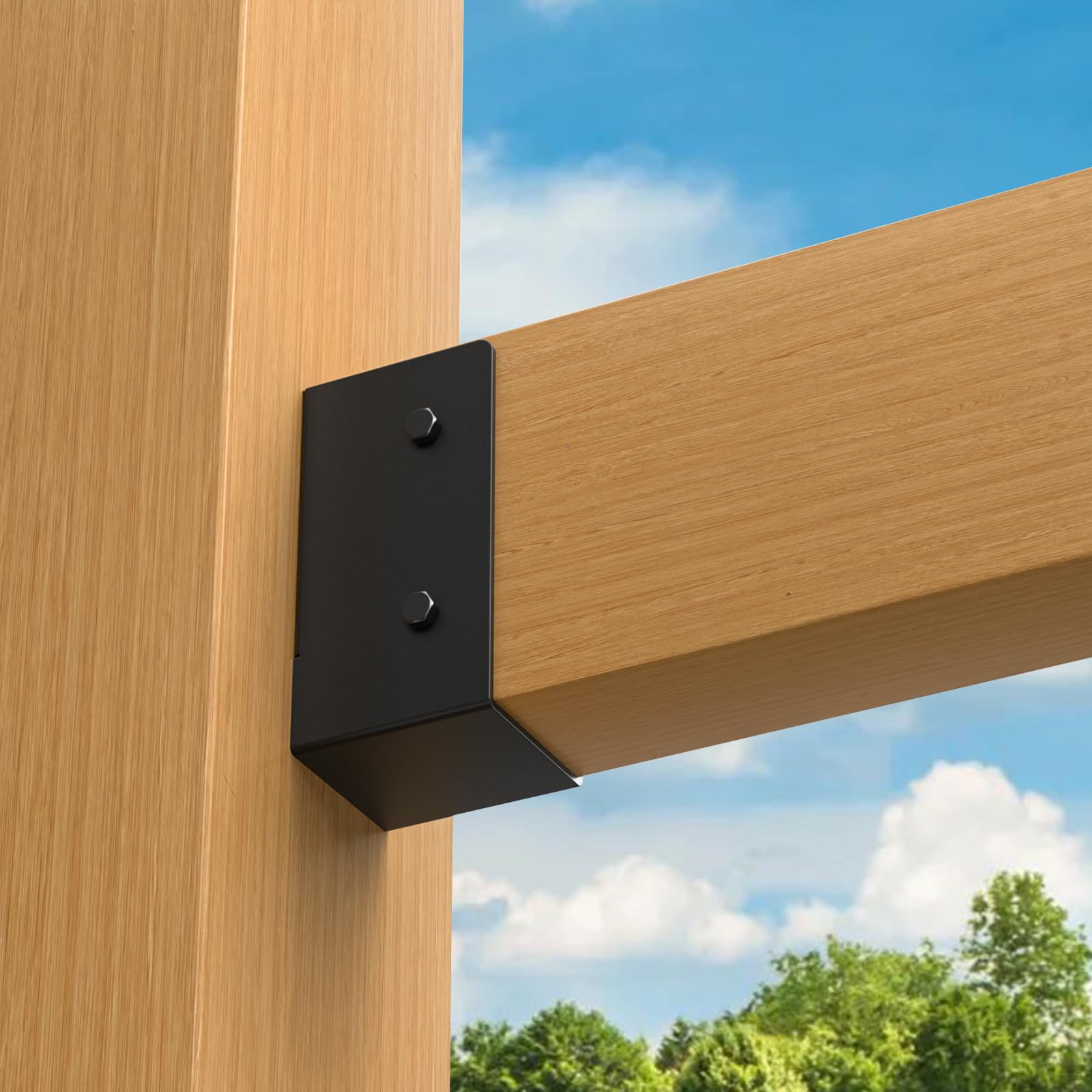 FMhotu Concealed Joist Hanger (1 Pack),4"x6" Outdoor Concealed-Flange Joist Bracket with Screws, Q235B Steel Powder Coated Concealed Mount Light Joist Hangers for 4"x6" Beam, Swing, Handrail, Fence