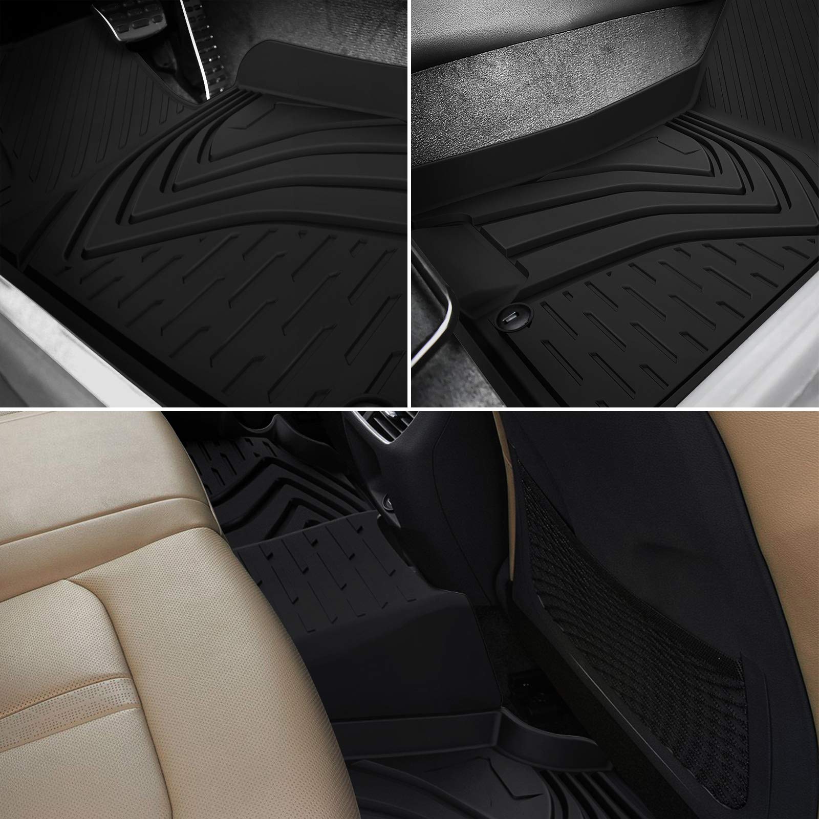 KUST Floor Mats & Trunk Cargo Mat for Toyota RAV4 2019-2025, All Weather Rear Trunk Cargo Liner for RAV4 Accessories TPE Rubber Raised Edge 4PCS